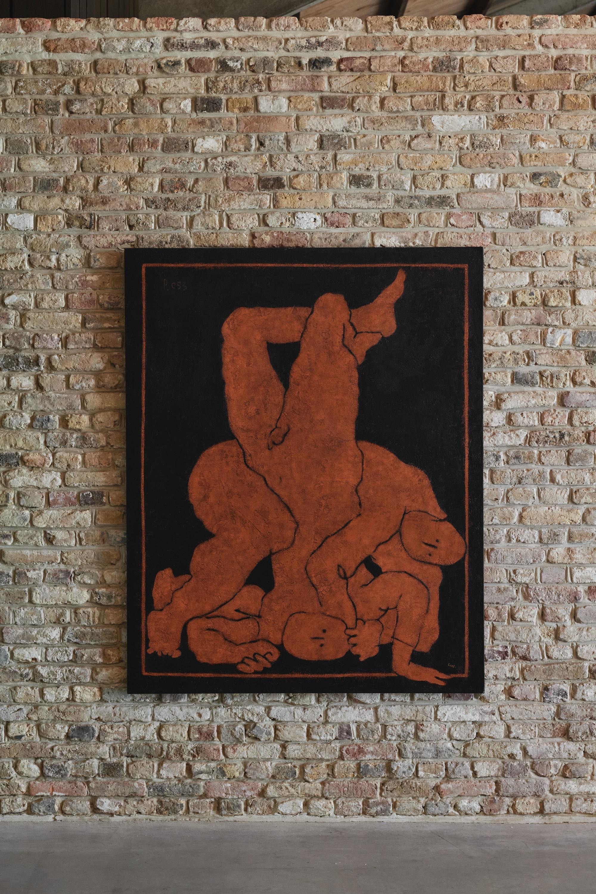 Peinture figurative sur toile orange, 2024 - 
