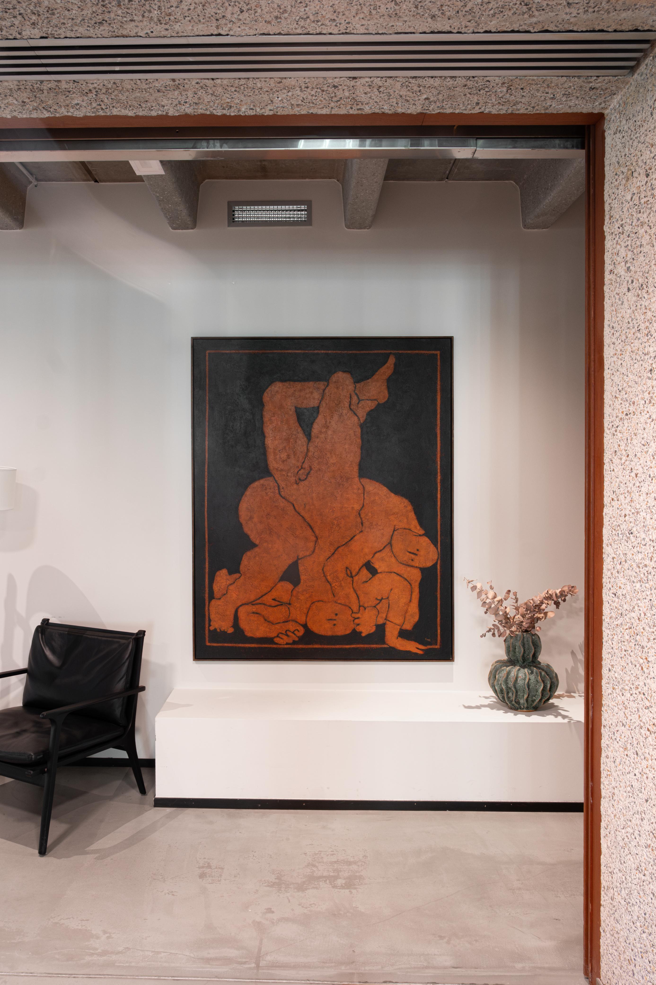 Pittura figurativa su tela di colore arancione, 2024 - 