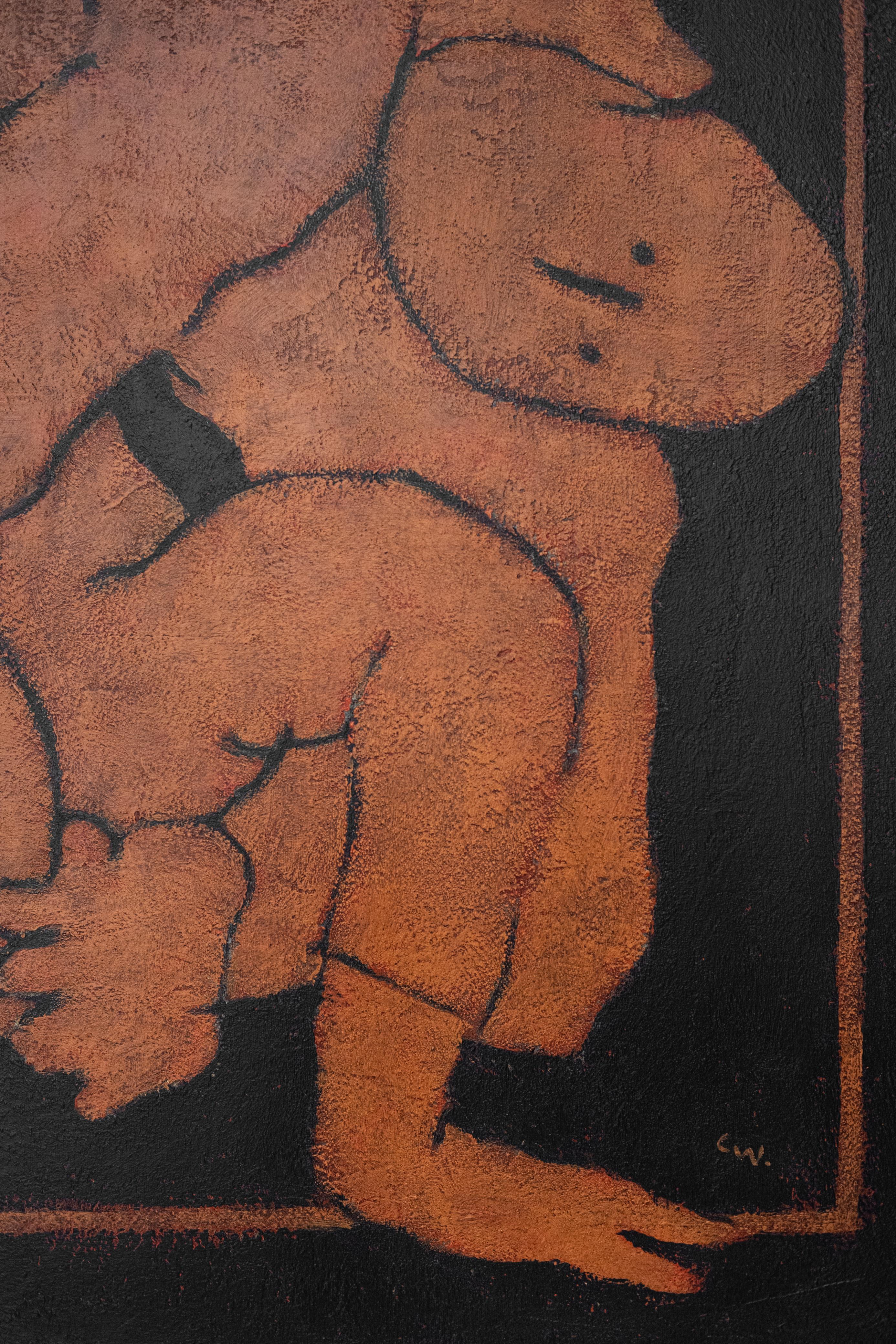 Pittura figurativa su tela di colore arancione, 2024 - 