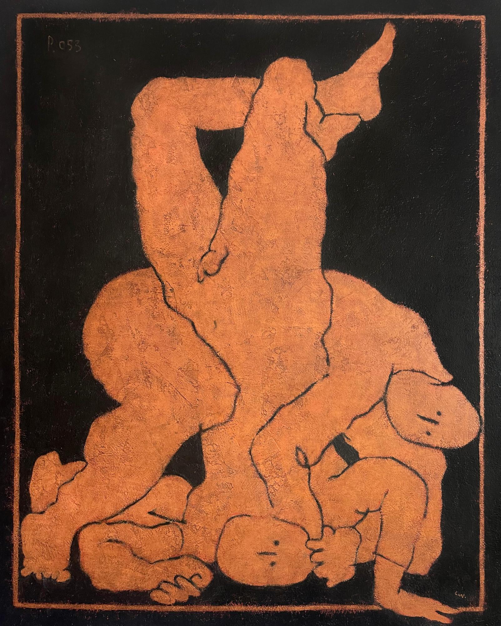 Pittura figurativa su tela di colore arancione, 2024 - 