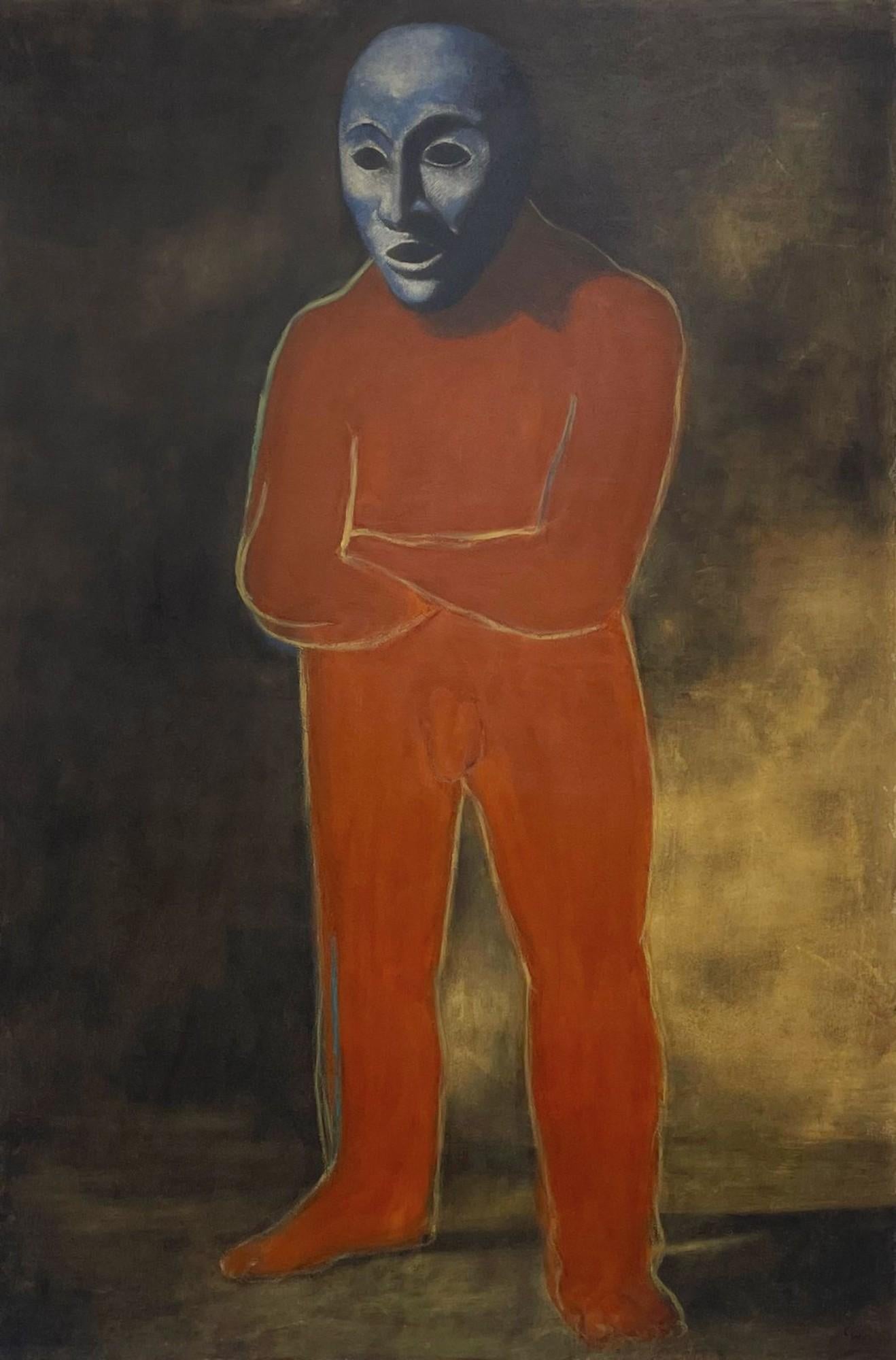 Pittura figurativa rossa e blu su tela, 2024 - 'Personatus 001