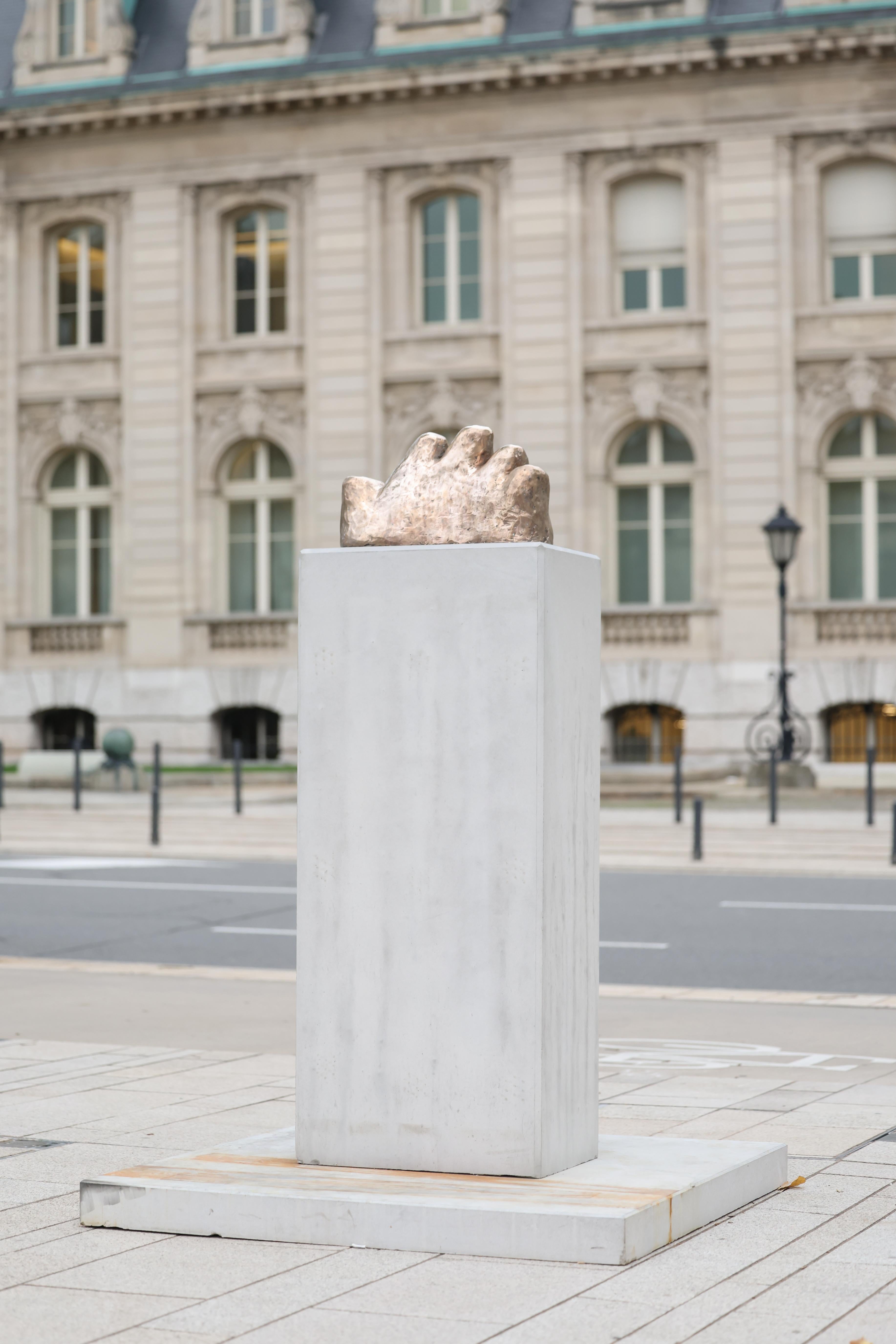 Bold Bronze Outdoor Sculpture of a Hand, “Solid Ego 005” Chidy Wayne For Sale 1