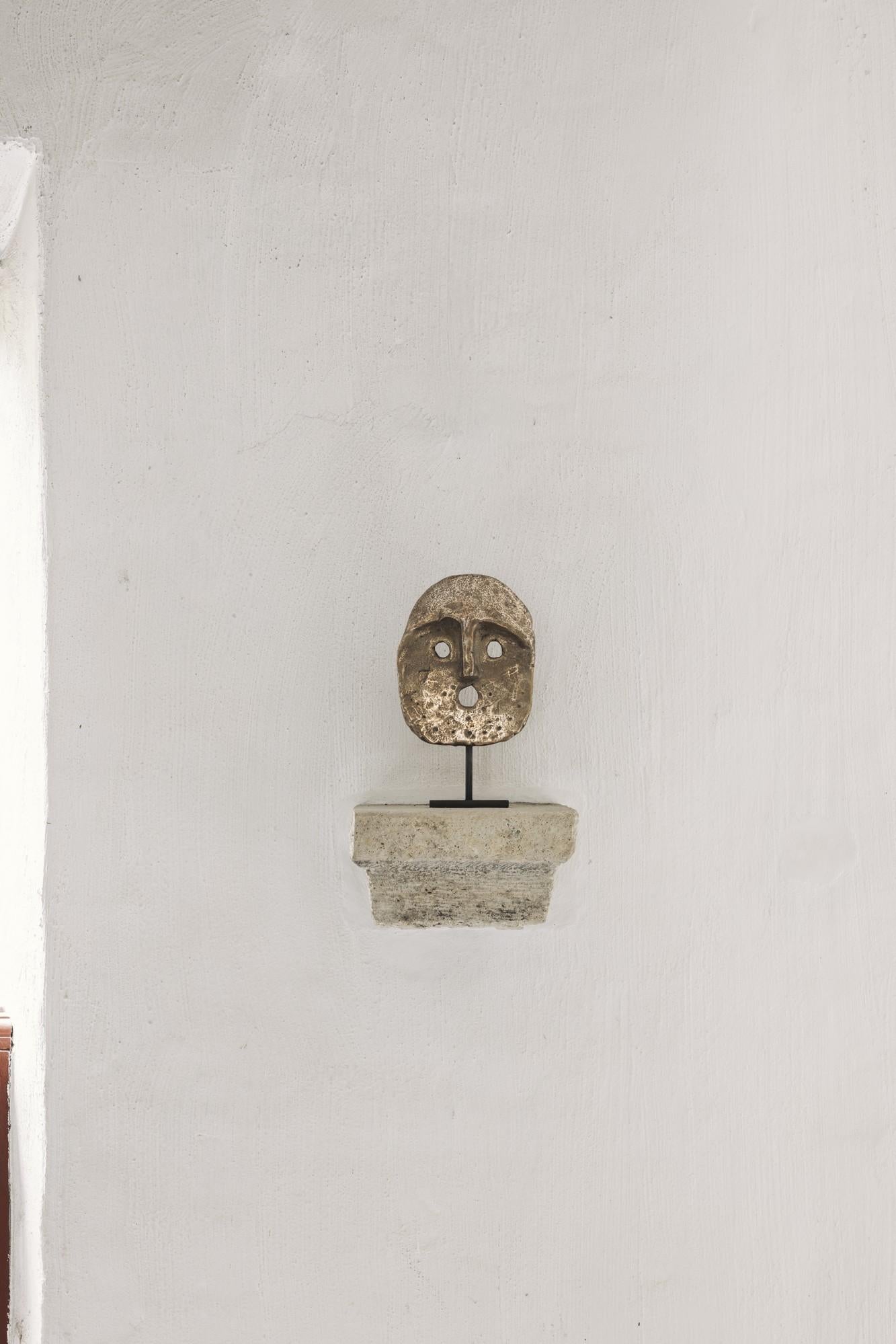 Bronze Mask Sculpture, 2024 - 'Mascara' - Gold Figurative Sculpture by Chidy Wayne