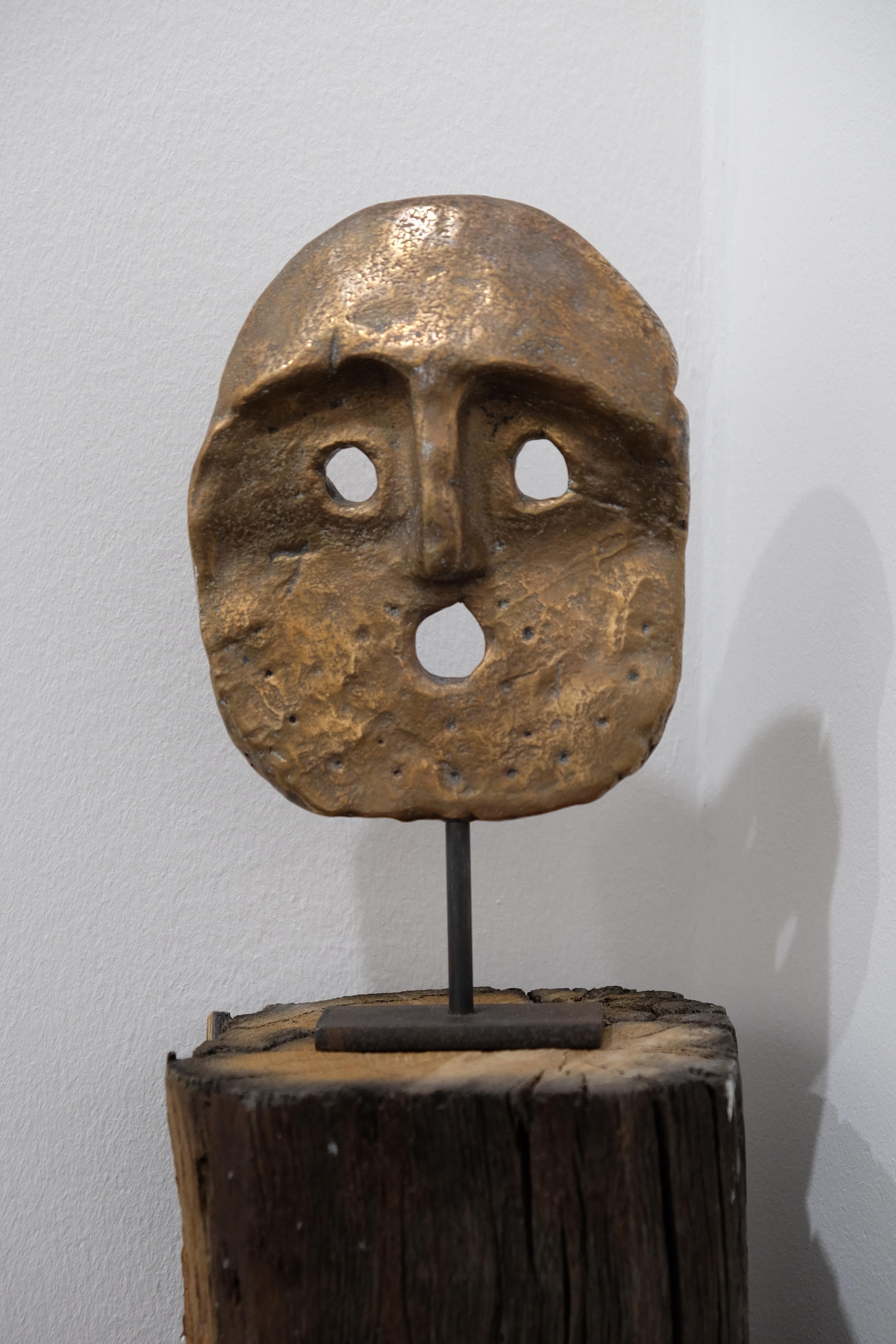 Bronze Mask Sculpture, 2024 - 'Mascara' For Sale 2