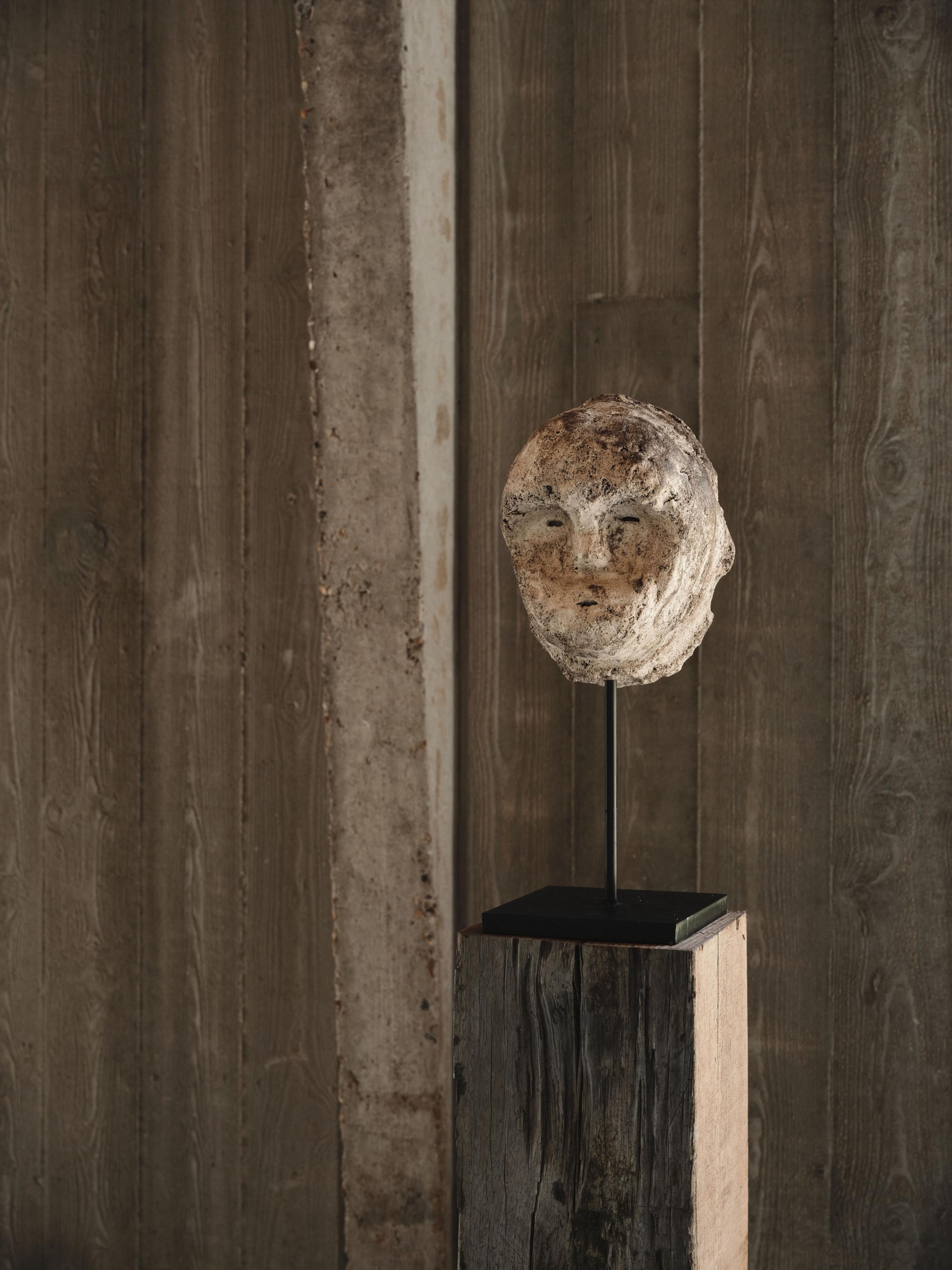 Off-White Plaster Head Sculpture, 2025 - 'Mask 3' - Contemporary Mixed Media Art by Chidy Wayne