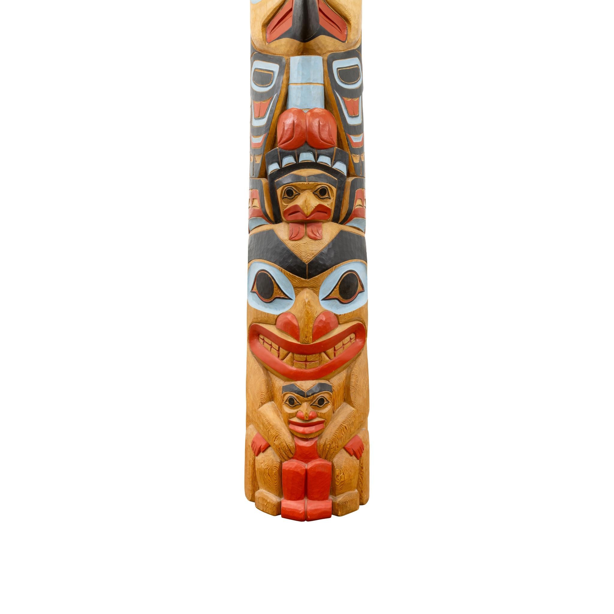 Chief Don Lelooska Native American Totem Pole In Good Condition For Sale In Coeur d'Alene, ID