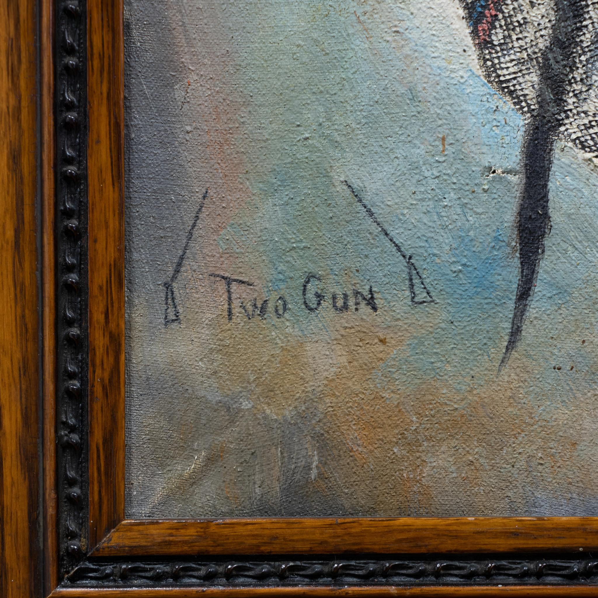 Chief Mountain Horse Originalgemälde von Two Gun (Indigene Kunst (Nord-/Südamerika)) im Angebot