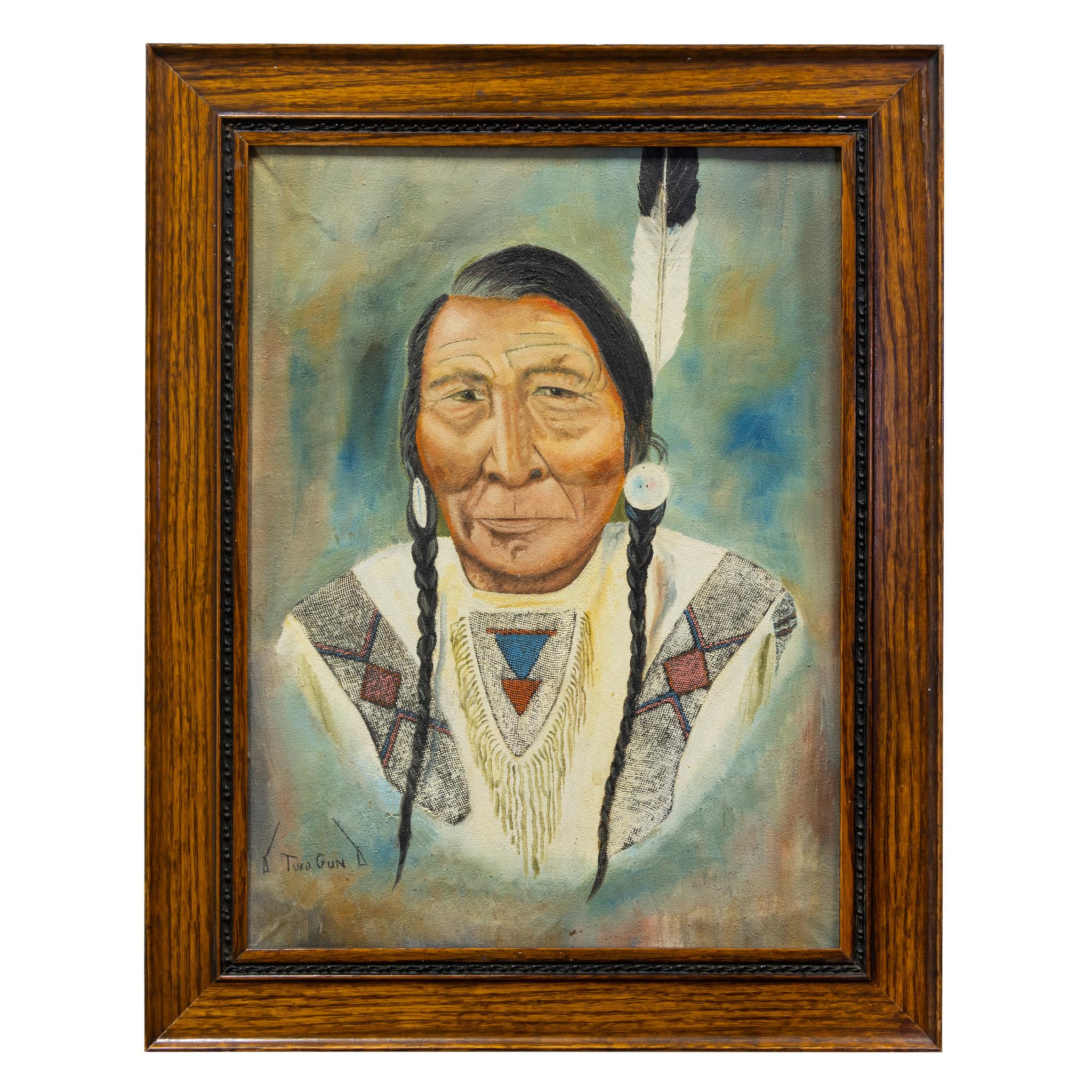 Chief Mountain Horse Originalgemälde von Two Gun (amerikanisch) im Angebot