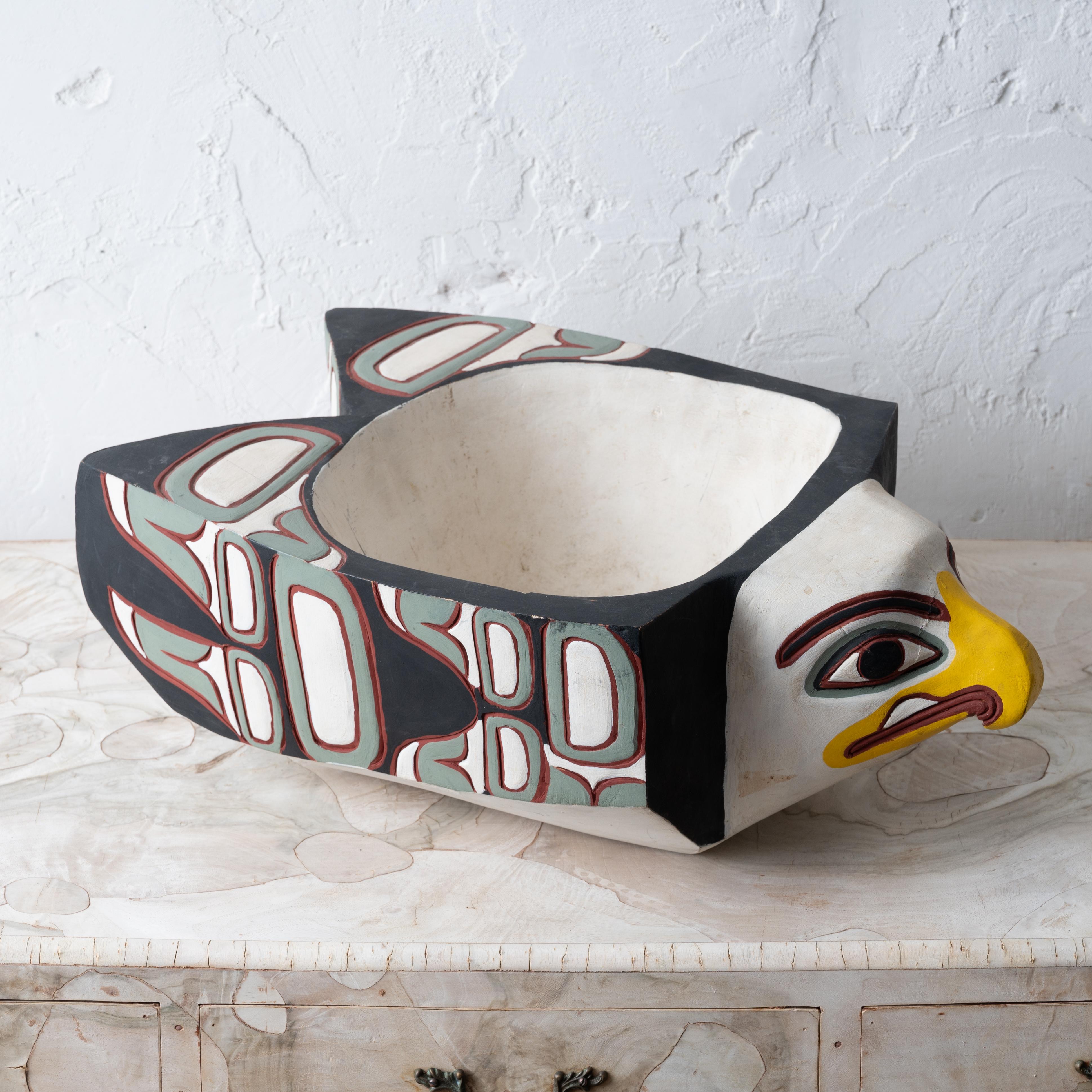 Chief William George Jeffrey
(British Columbia, 1899-1995)

Eagle Feast Bowl, circa 1970s

19 inches wide by 12 ¼ inches deep by 6 ¼ inches tall

