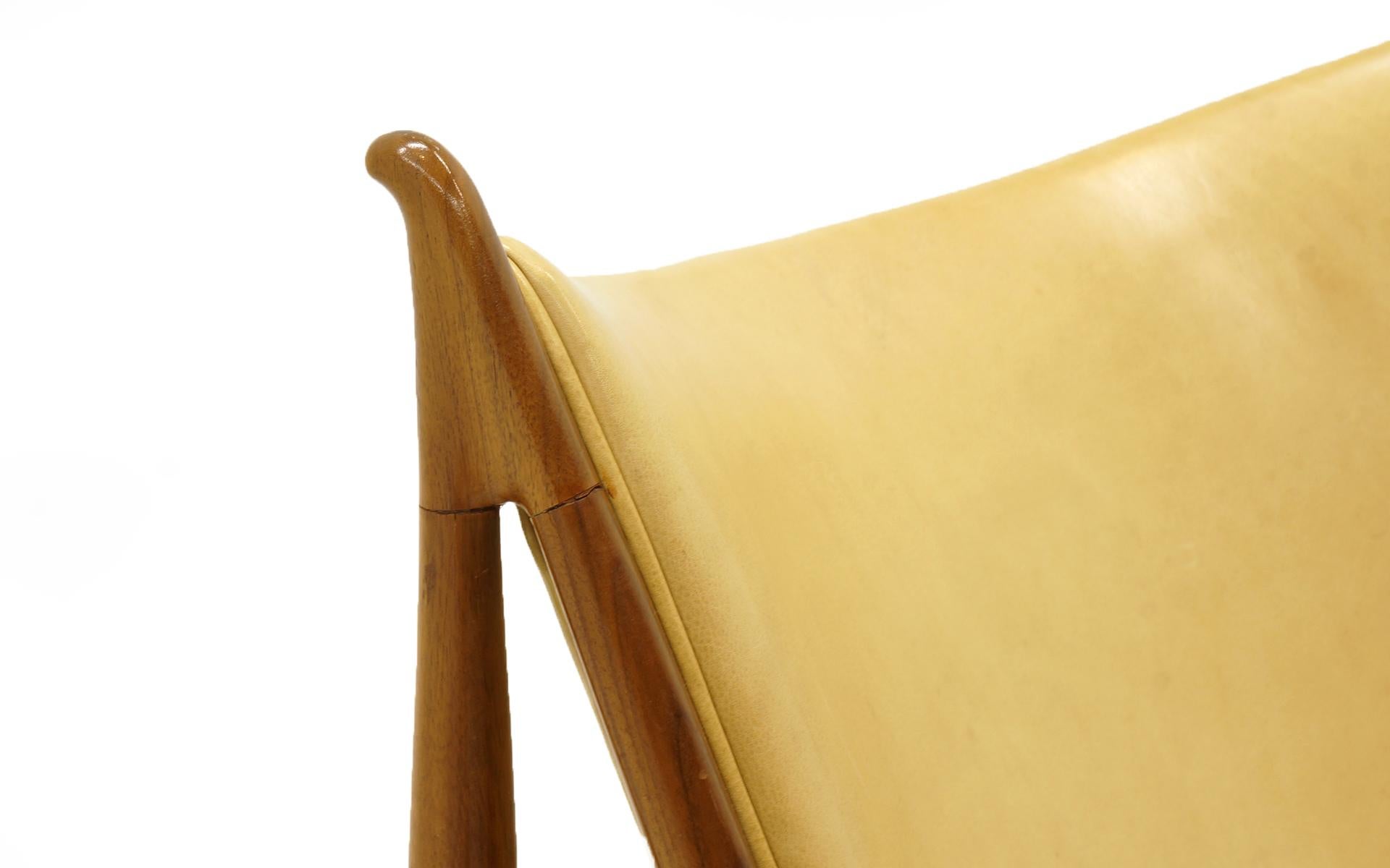 Late 20th Century Chieftain Chair by Finn Juhl for Baker, Walnut and Mustard Color Leather
