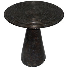 Chieftain Drum-Top Bronze Side Table, Cambodia, Contemporary