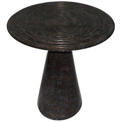 Chieftain Drum-Top Bronze Side Table, Cambodia, Contemporary