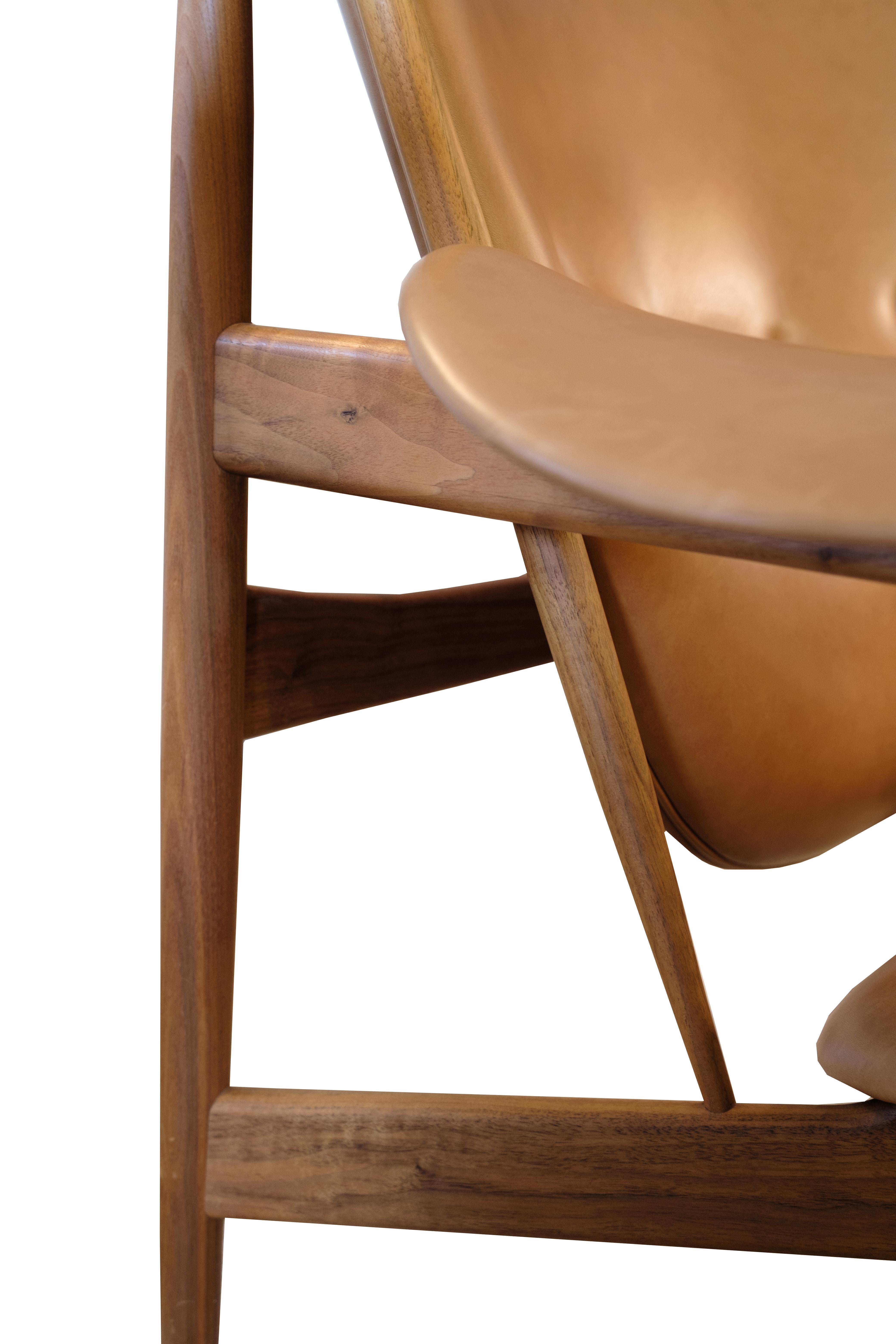 Chieftains Chair Model FJ4900 With Stool Made In Walnut By Finn Juhl 3