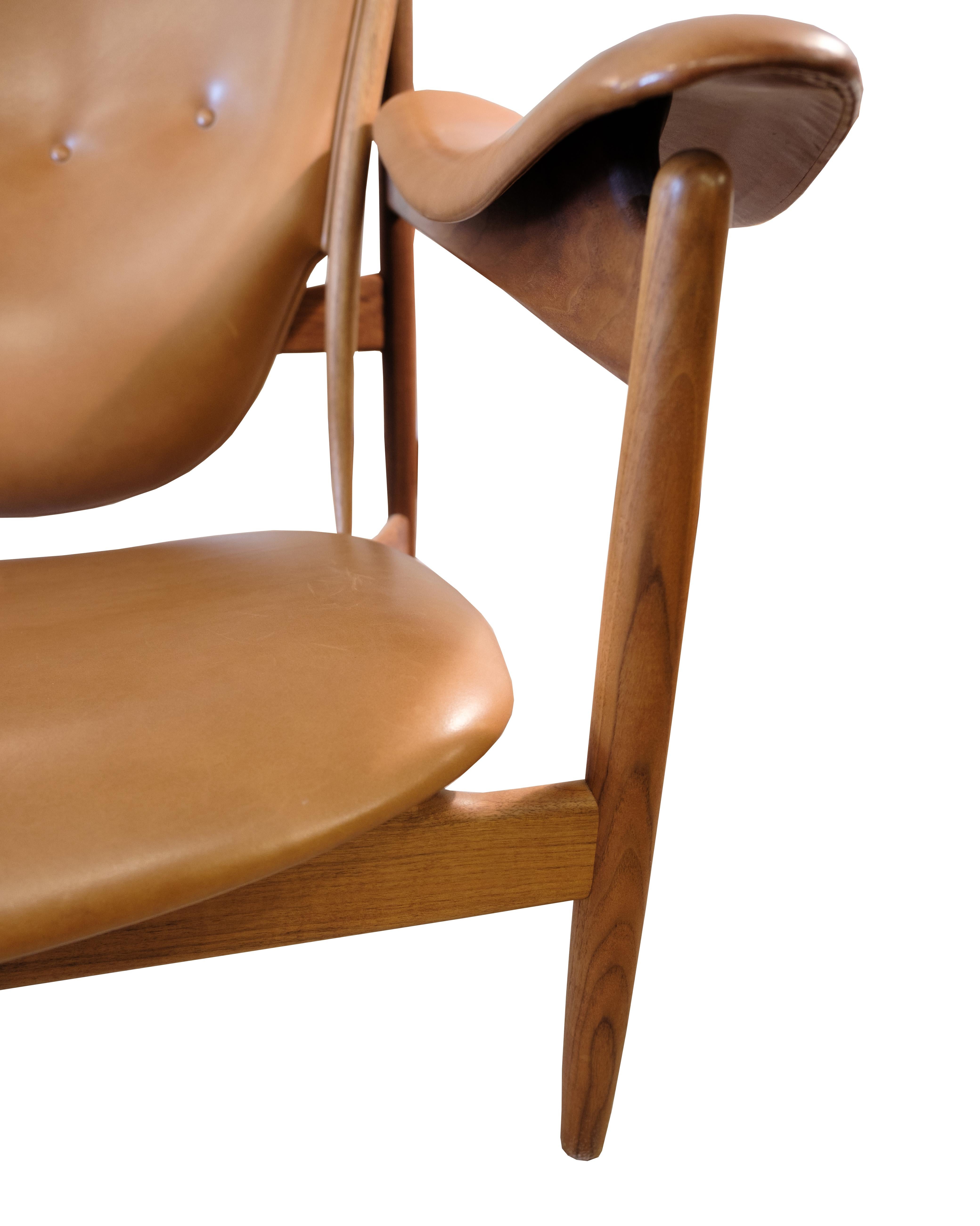 Chieftains Chair Model FJ4900 With Stool Made In Walnut By Finn Juhl 6