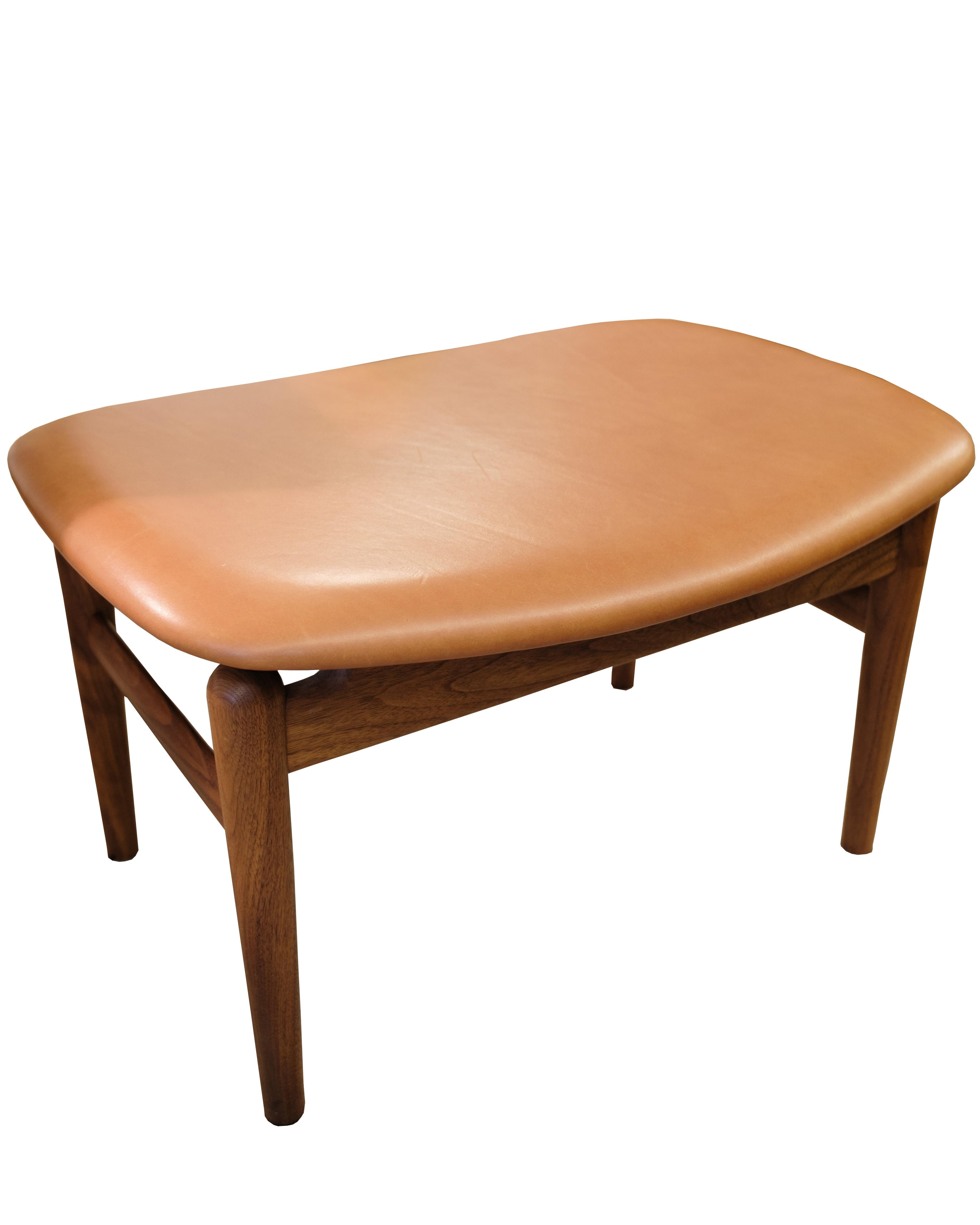 Mid-Century Modern Chieftains Chair Model FJ4900 With Stool Made In Walnut By Finn Juhl