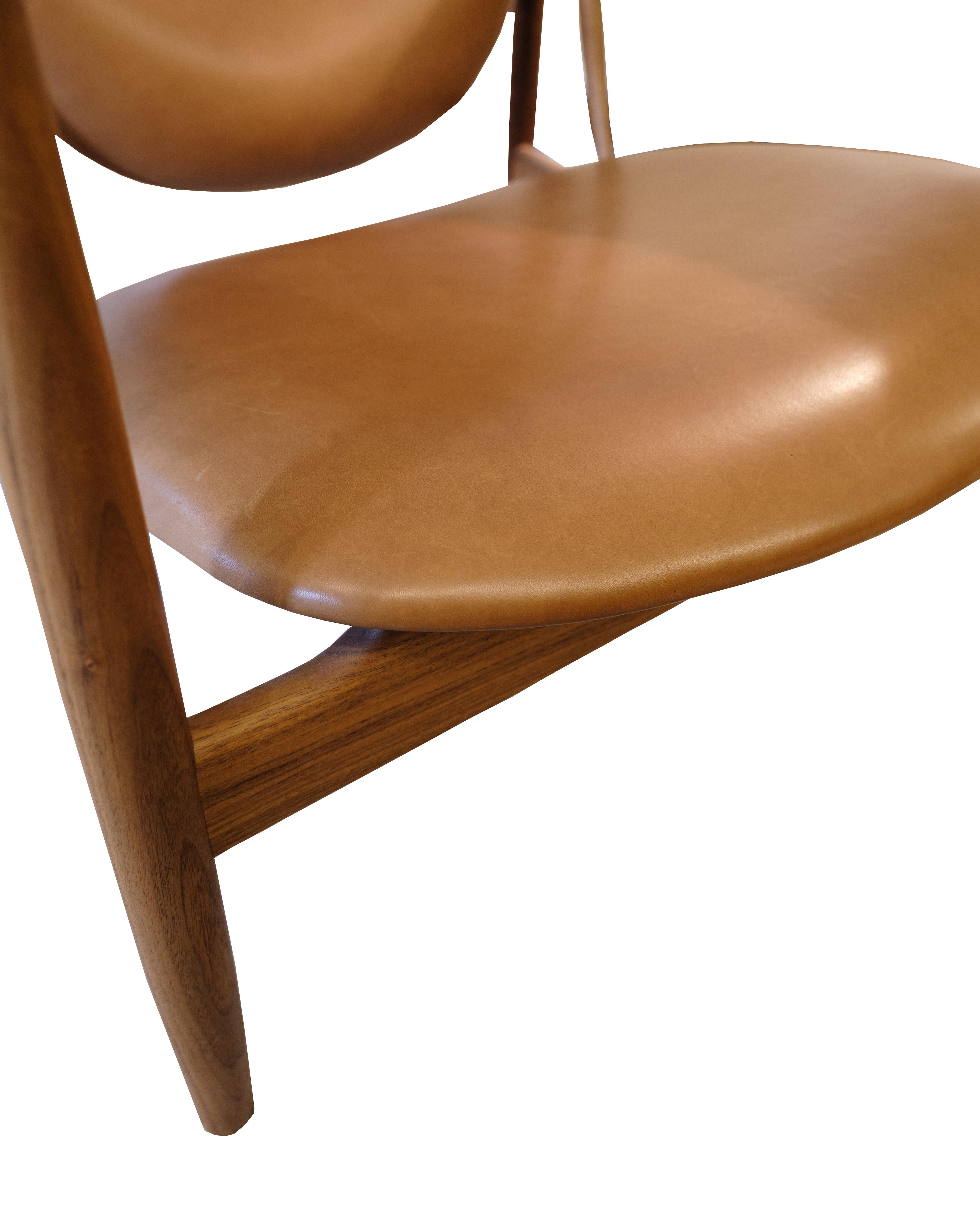 Contemporary Chieftains Chair Model FJ4900 With Stool Made In Walnut By Finn Juhl