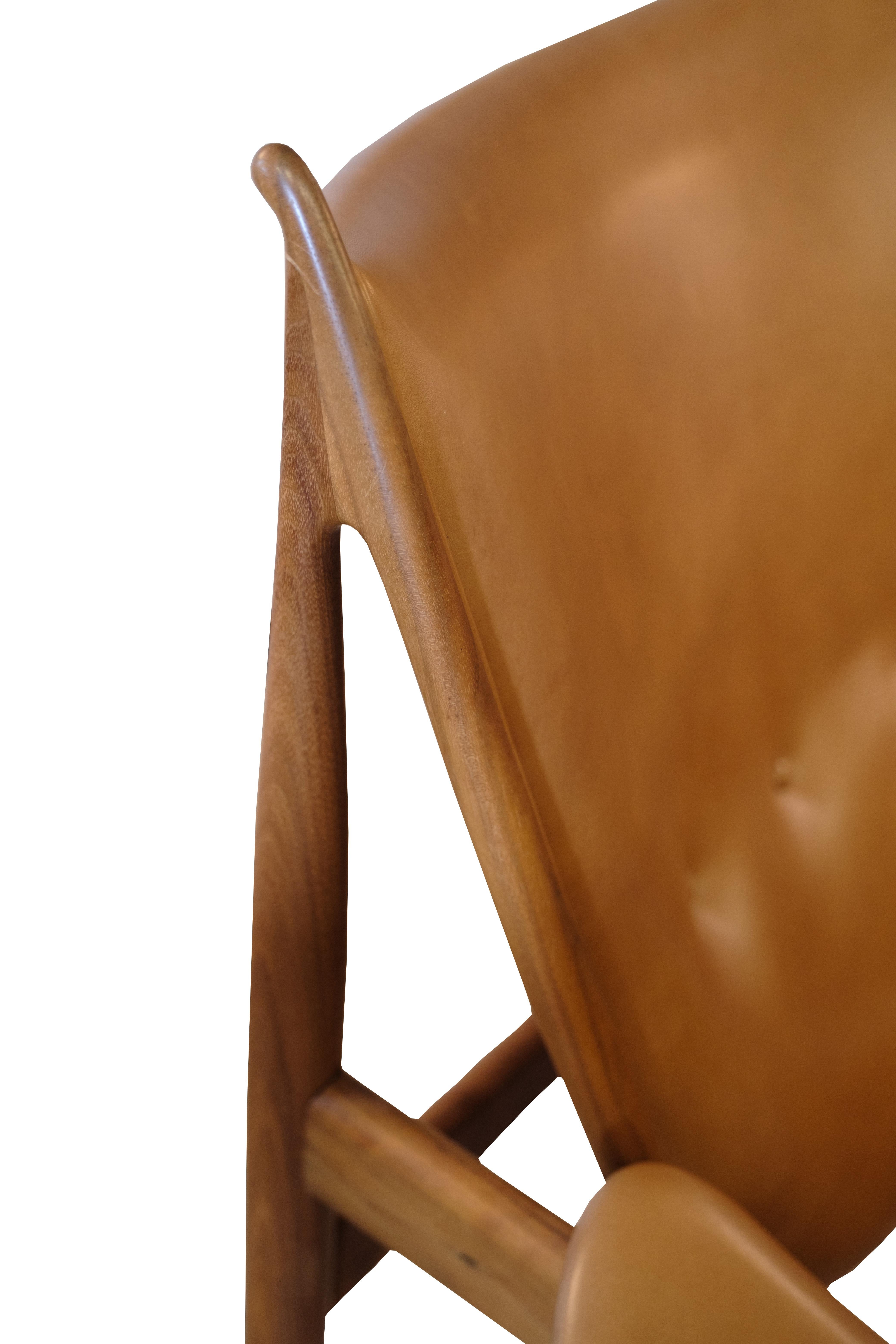 Chieftains Chair Model FJ4900 With Stool Made In Walnut By Finn Juhl 2