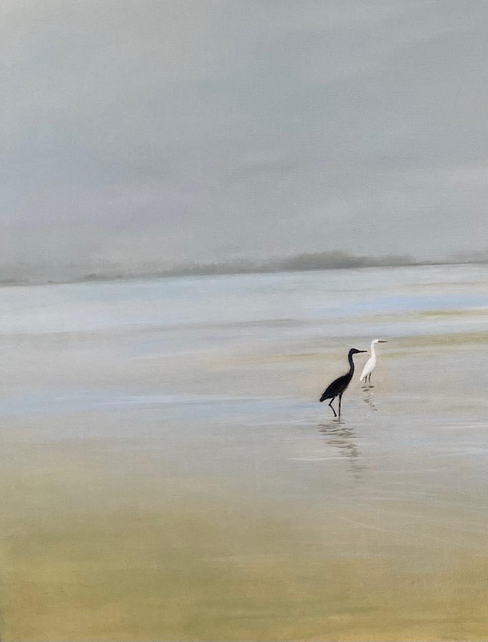 Companions, original 30x48 contemporary marine landscape - Contemporary Painting by Chieh-Nie Cherng