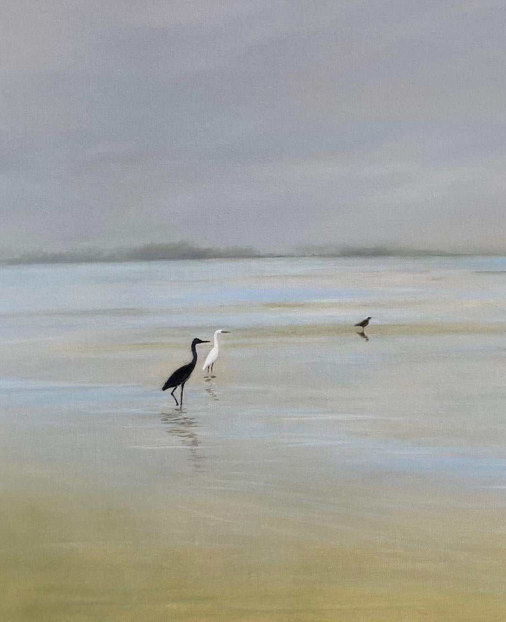 Companions, original 30x48 contemporary marine landscape - Painting by Chieh-Nie Cherng