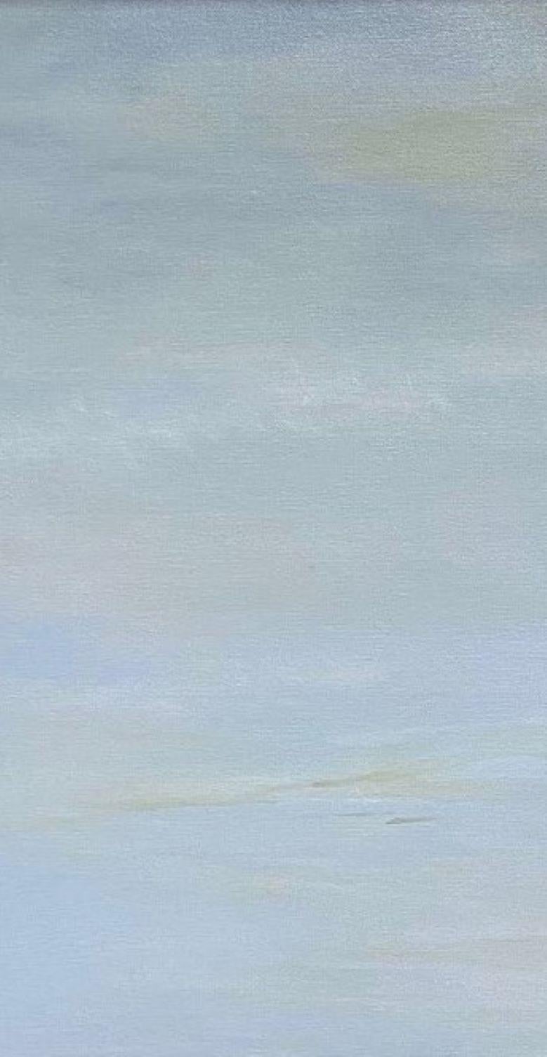 Reflections, original 48x24 contemporary marine landscape - Contemporary Painting by Chieh-Nie-Cherng