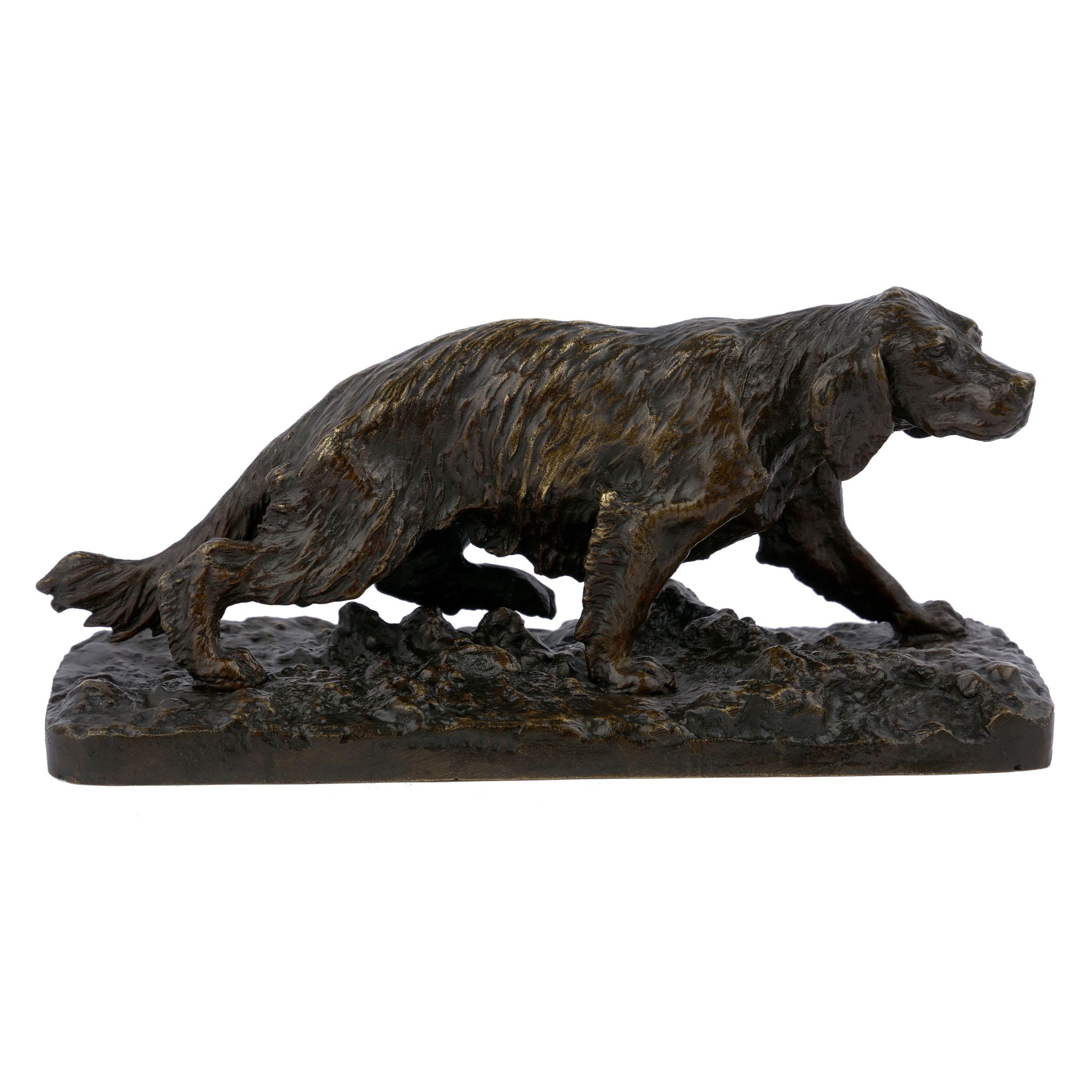 A very fine model of a French Spaniel, the quality of the casting is noteworthy with an exquisitely finished surface and fine chiseled detail throughout. Typical of Fratin's work, the model is beautifully textured with a great sense of movement and