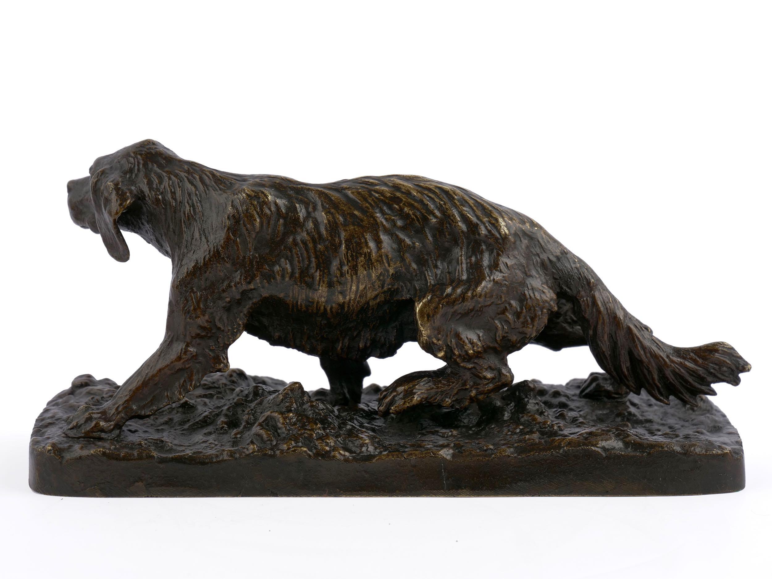 French “Chien Epagneul Francais” Bronze Sculpture by Christophe Fratin