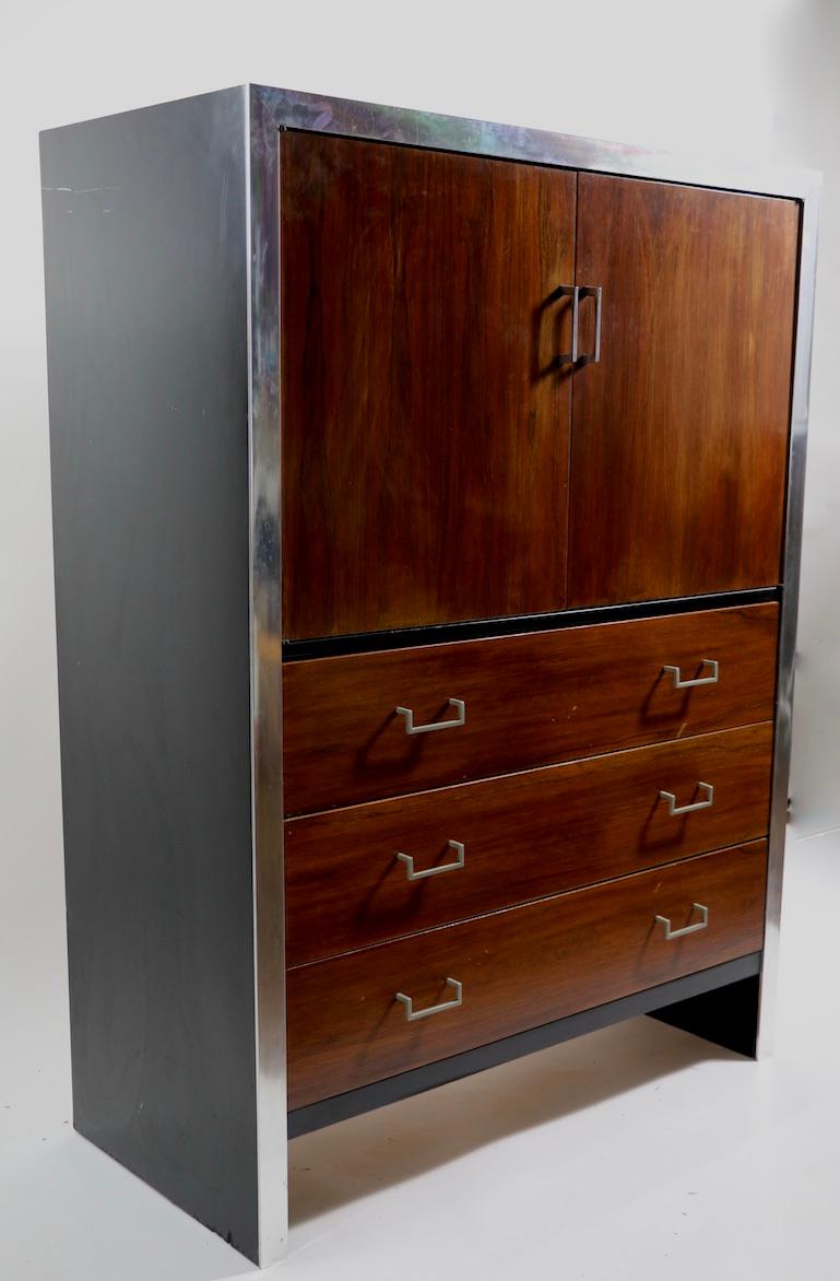 Chifferobe Amoire Wardrobe Chest Rosewood with Aluminum Trim after Baughman 3