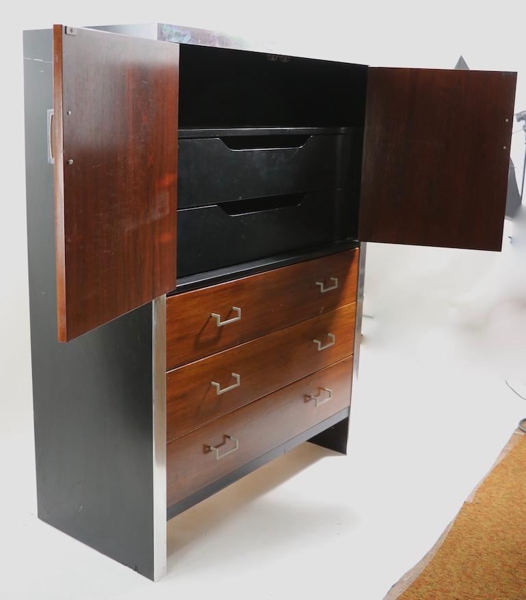 Chifferobe Amoire Wardrobe Chest Rosewood with Aluminum Trim after Baughman 4