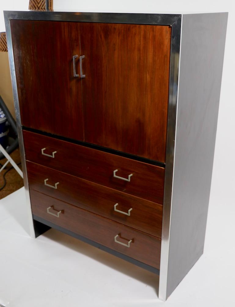 Chifferobe Amoire Wardrobe Chest Rosewood with Aluminum Trim after Baughman 1