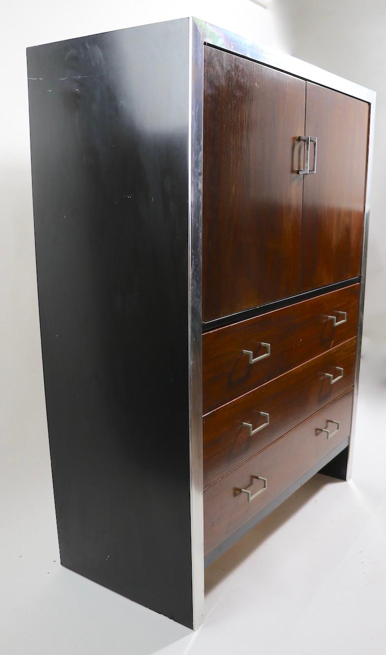 Chifferobe Amoire Wardrobe Chest Rosewood with Aluminum Trim after Baughman 2
