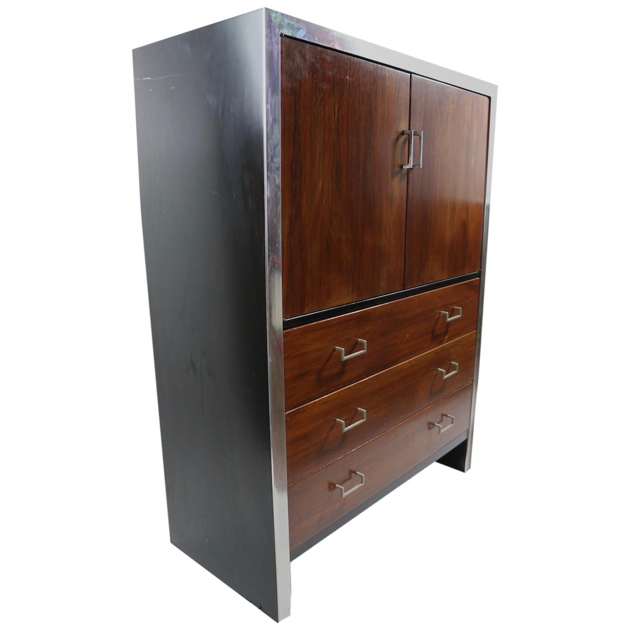 Chifferobe Amoire Wardrobe Chest Rosewood with Aluminum Trim after Baughman