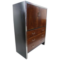 Vintage Chifferobe Amoire Wardrobe Chest Rosewood with Aluminum Trim after Baughman