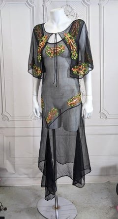 Chiffon and Sequin Coral Dress, Capelet Ensemble, Studio VL