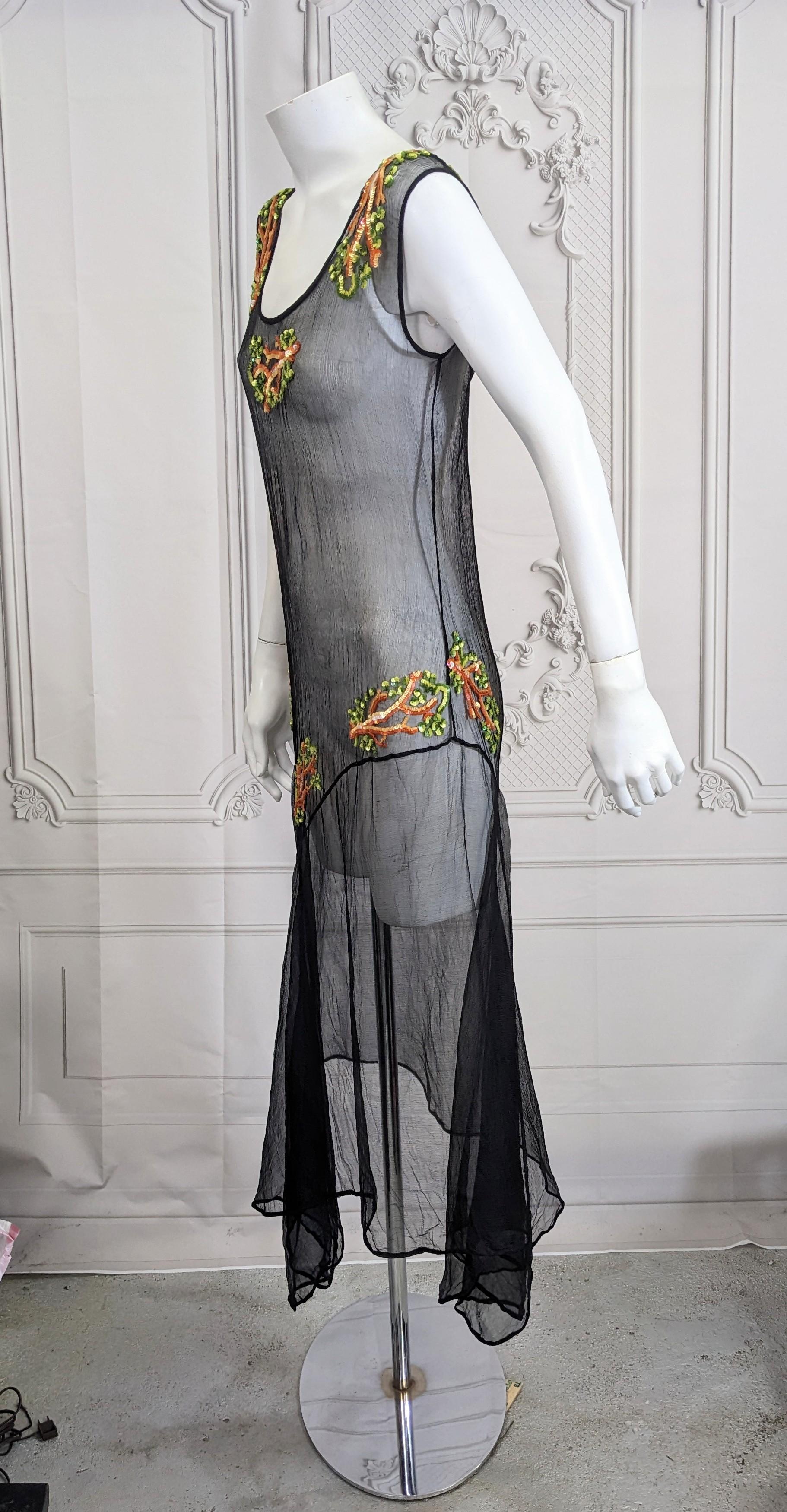 Chiffon and Sequin Coral Dress, Capelet Ensemble, Studio VL For Sale 3