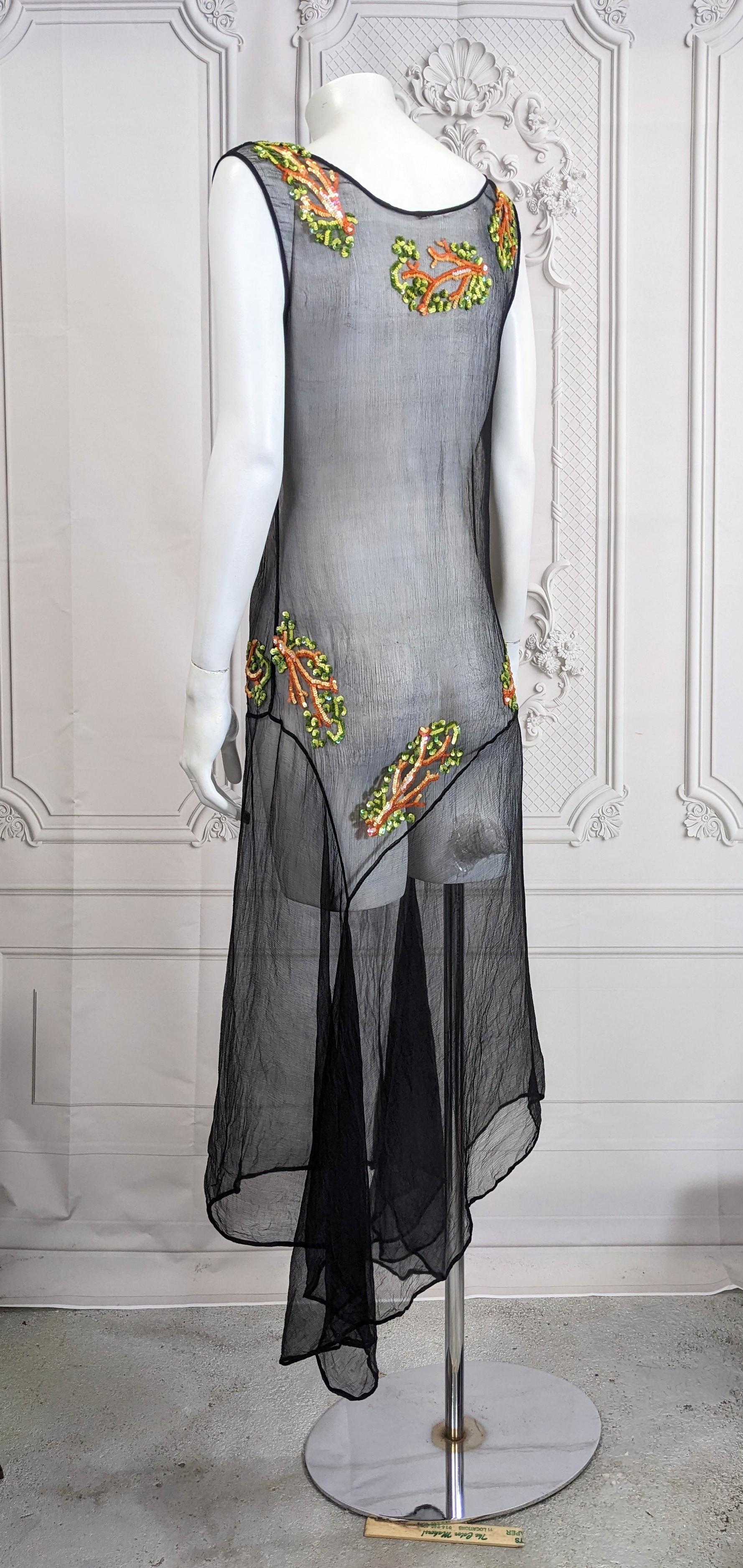 Chiffon and Sequin Coral Dress, Capelet Ensemble, Studio VL For Sale 4