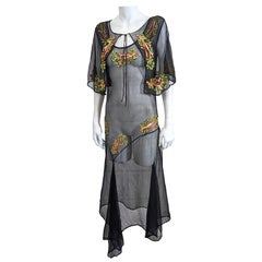 Abito in chiffon e paillettes, ensemble di mantelle, Studio VL