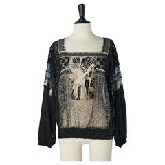 Vintage Chiffon, knit and jersey black patchwork top Jean-Paul Gaultier Maille Femme 