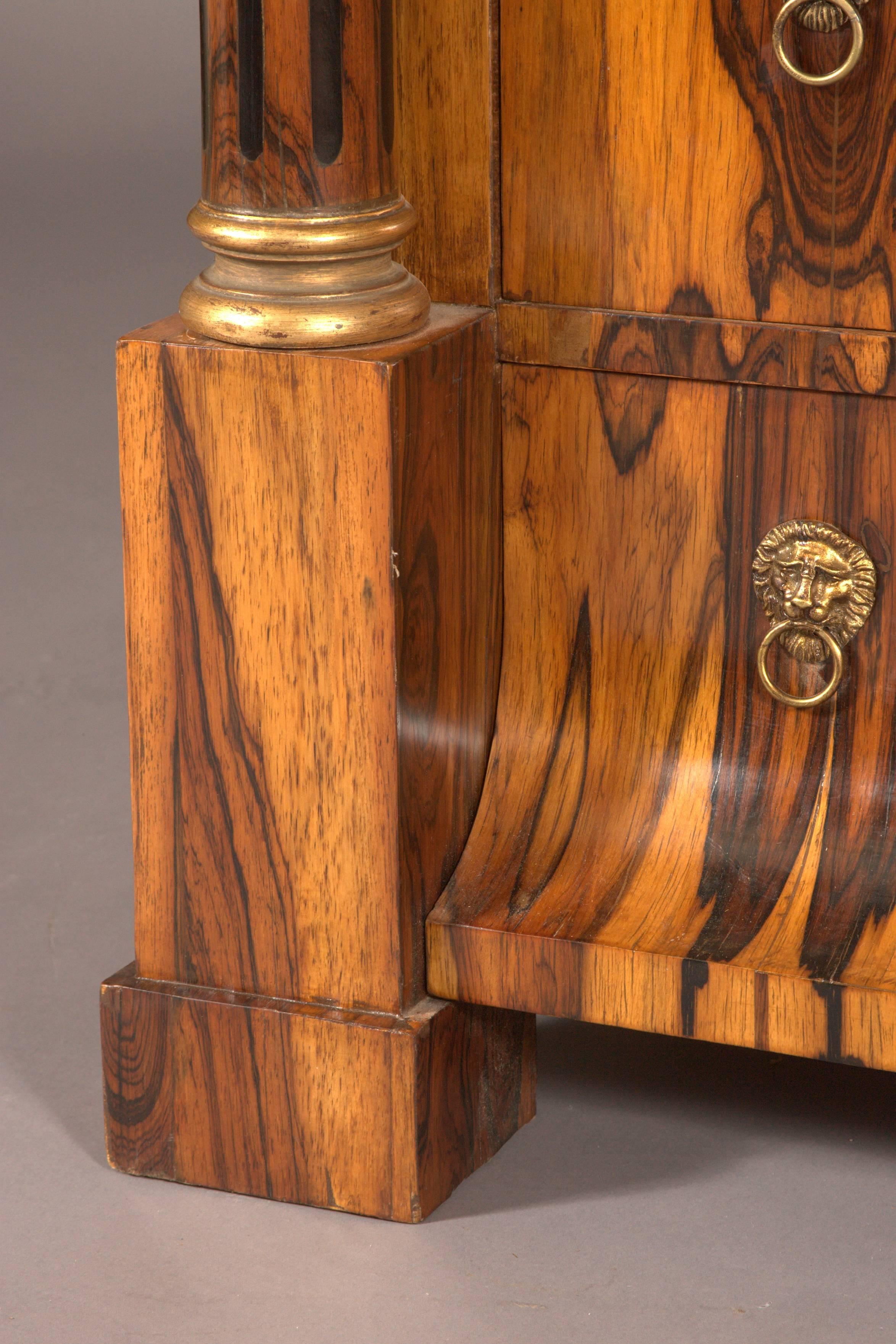 Wood Chiffonier and Commode in Antique Biedermeier Style, Exotic Veneer For Sale