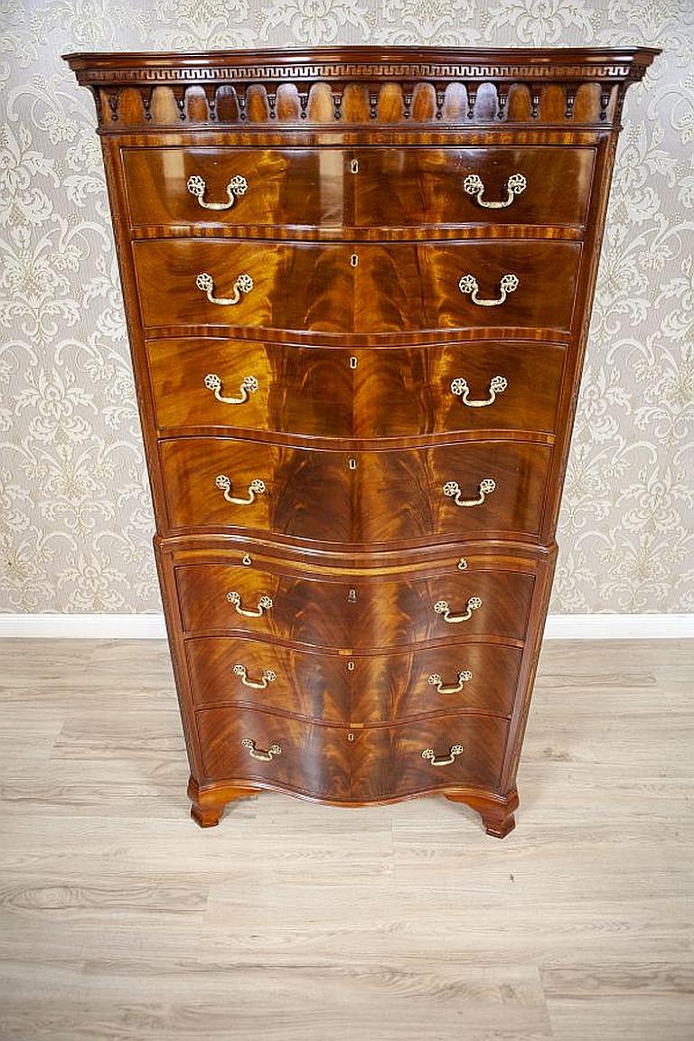 Veneer Chiffonier / Dresser from the Mid-19th Century Finished with Shellac For Sale