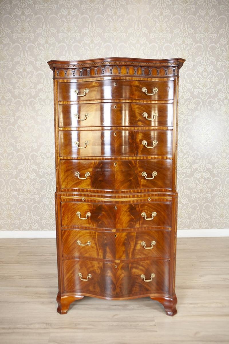 Veneer Chiffonier/Dresser in Brown, Late 19th Century For Sale