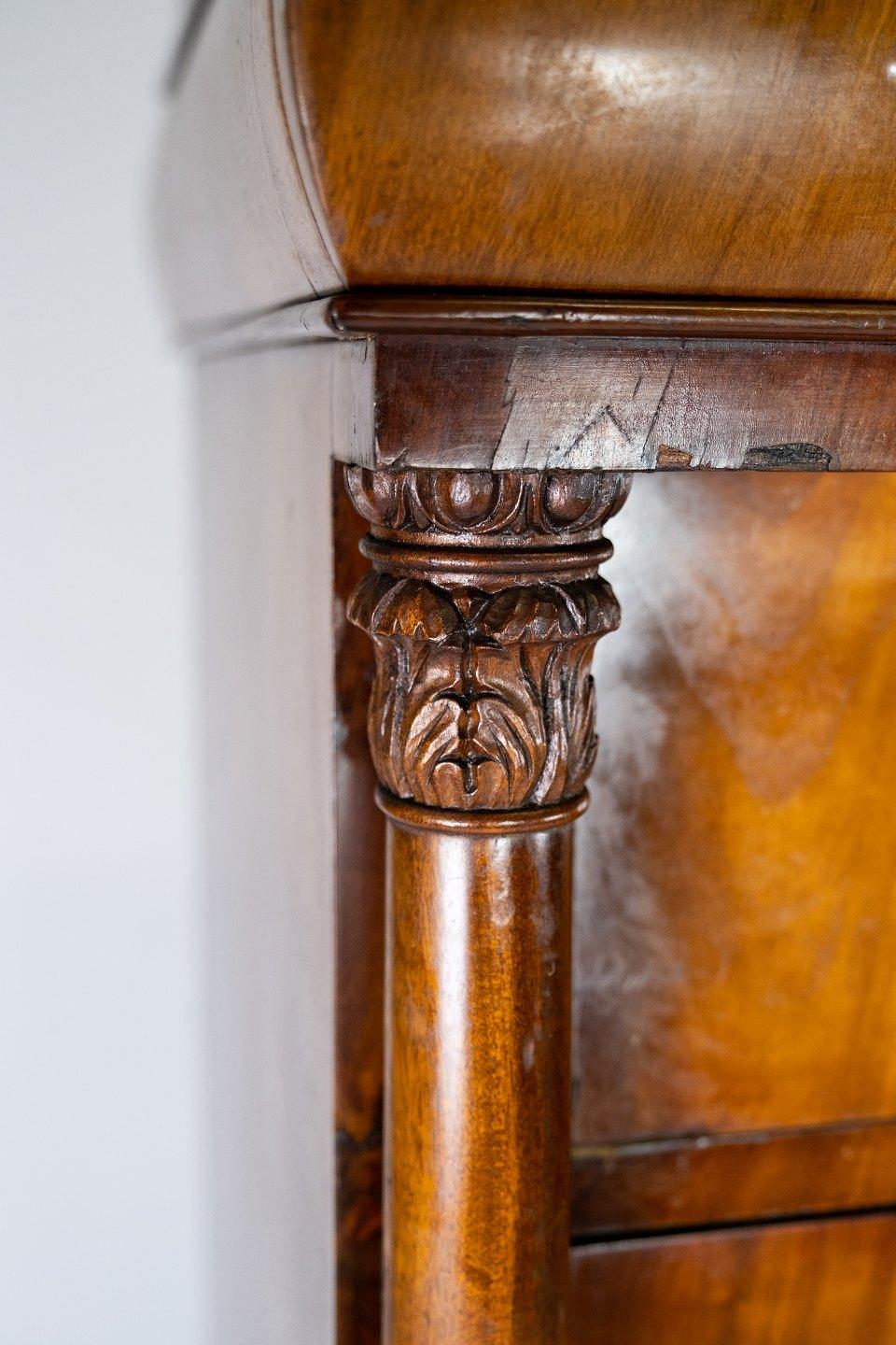 Danish Chiffonier of Mahogany and with Carvings of the Style Late Empire from the 1840s For Sale
