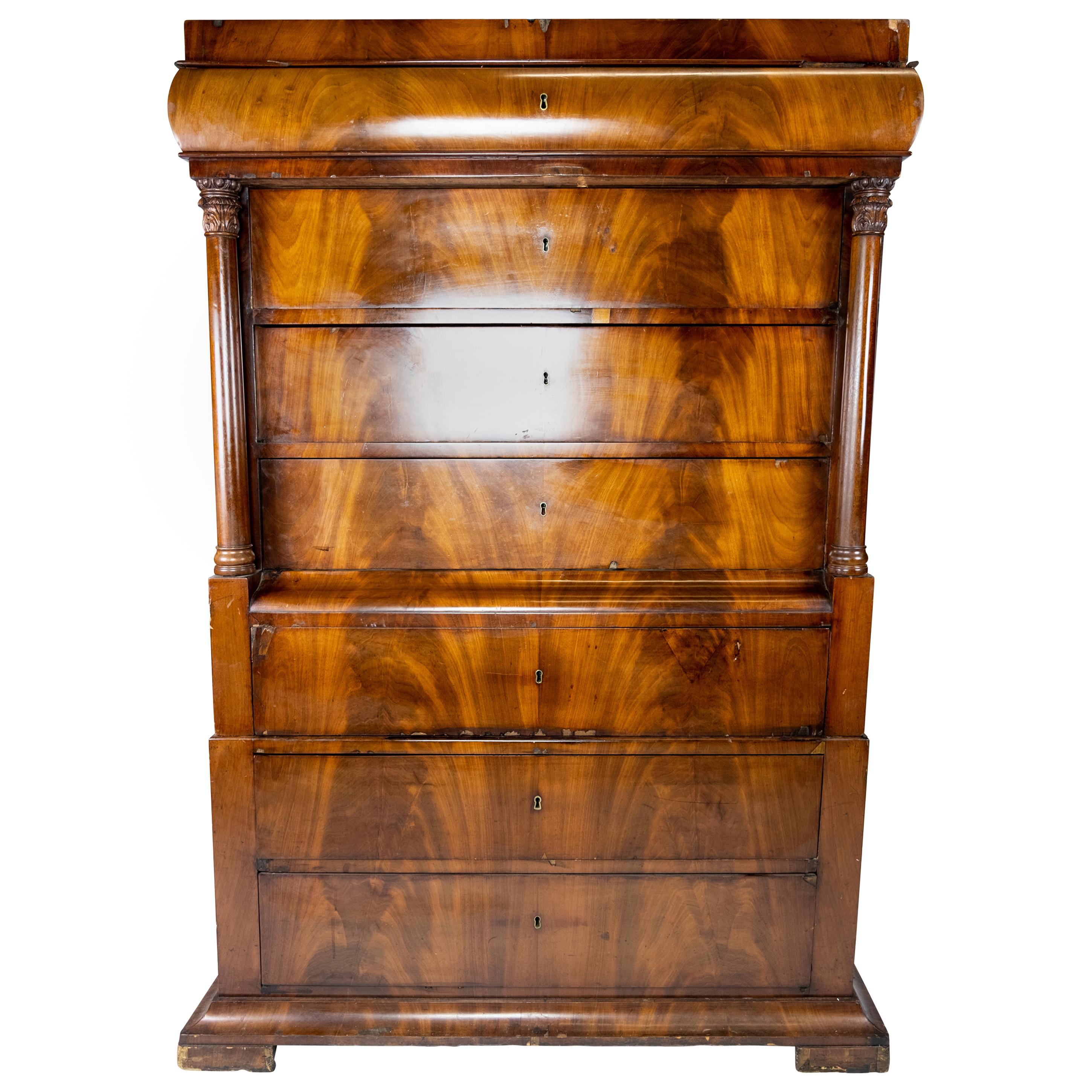 Chiffonier of Mahogany and with Carvings of the Style Late Empire from the 1840s For Sale