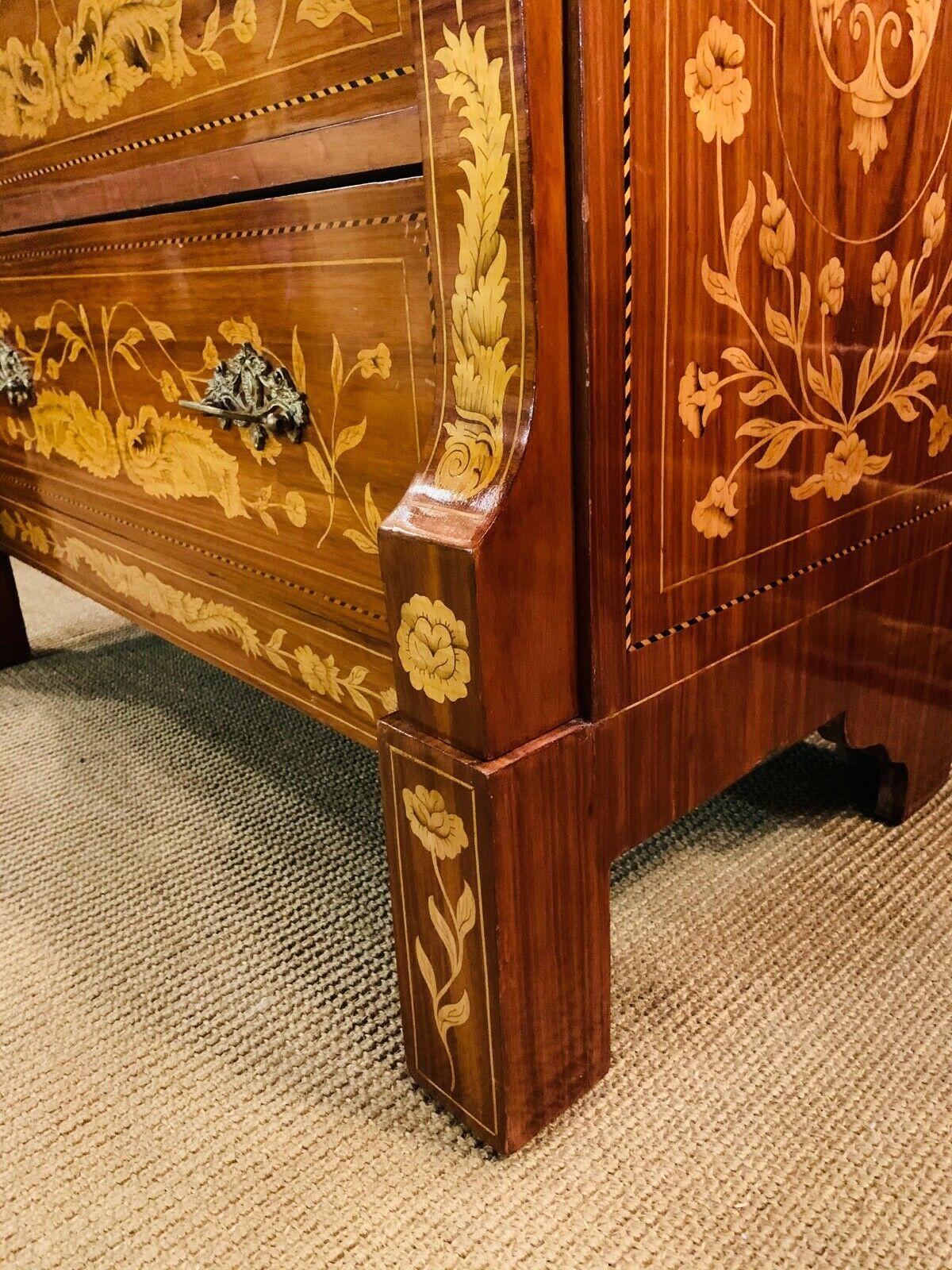 Chiffoniere / Chest of Drawers in the Dutch Baroque Style with Floral Inlays For Sale 2