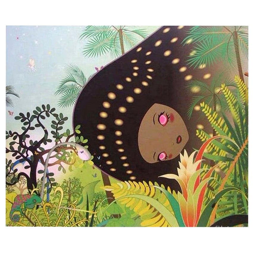 Chiho Aoshima Signed Limited Edition Japanese Art Print Building Head Chameleon For Sale