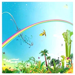 Chiho Aoshima, imprimé Pop Art japonais en édition limitée, arc-en-ciel signé