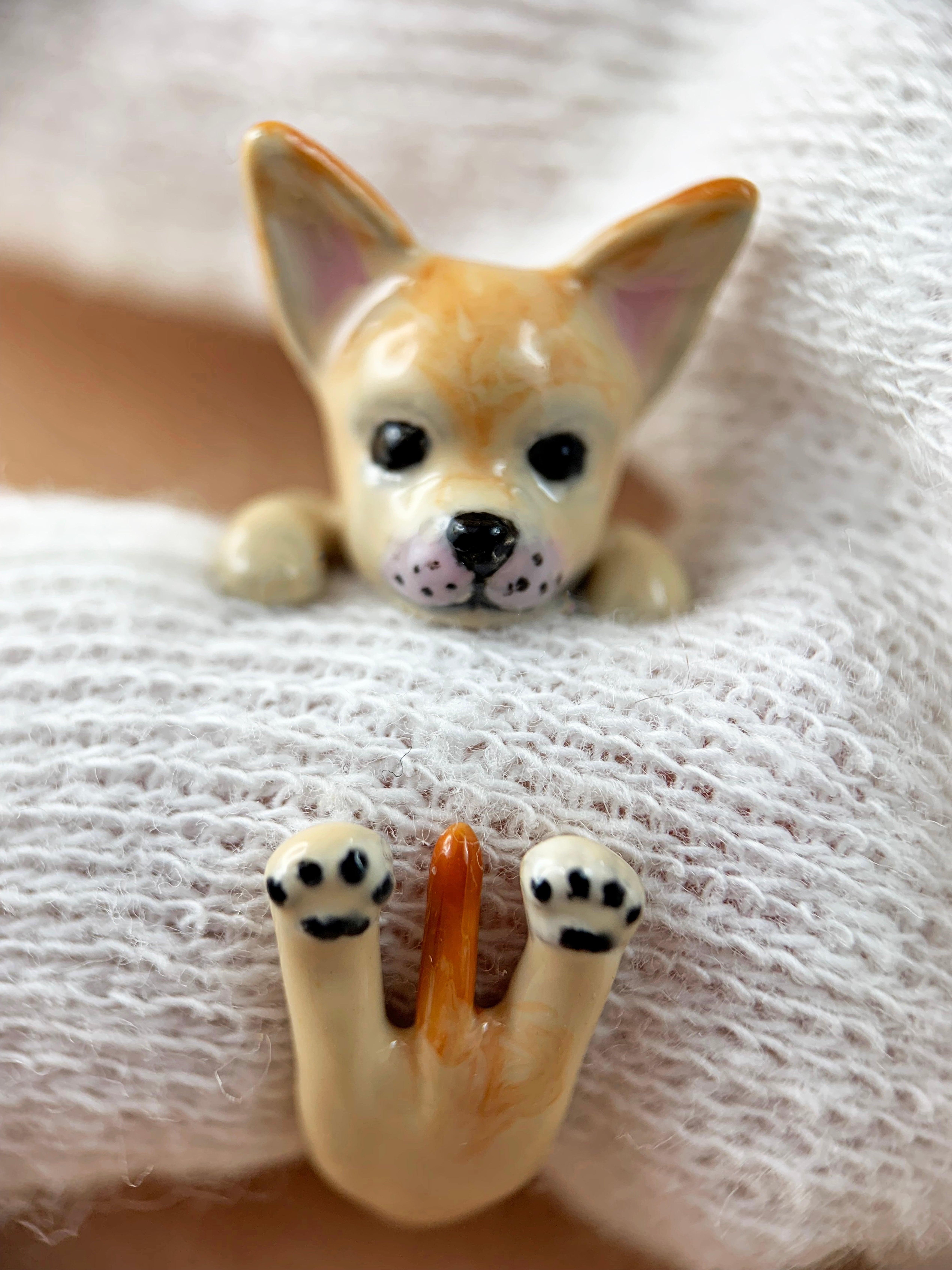 En vente :  Bague personnalisable Chihuahua chien en argent sterling 925 émaillé 2