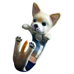 Chihuahua Dog Sterling Silver 925 Enamel Customizable Ring