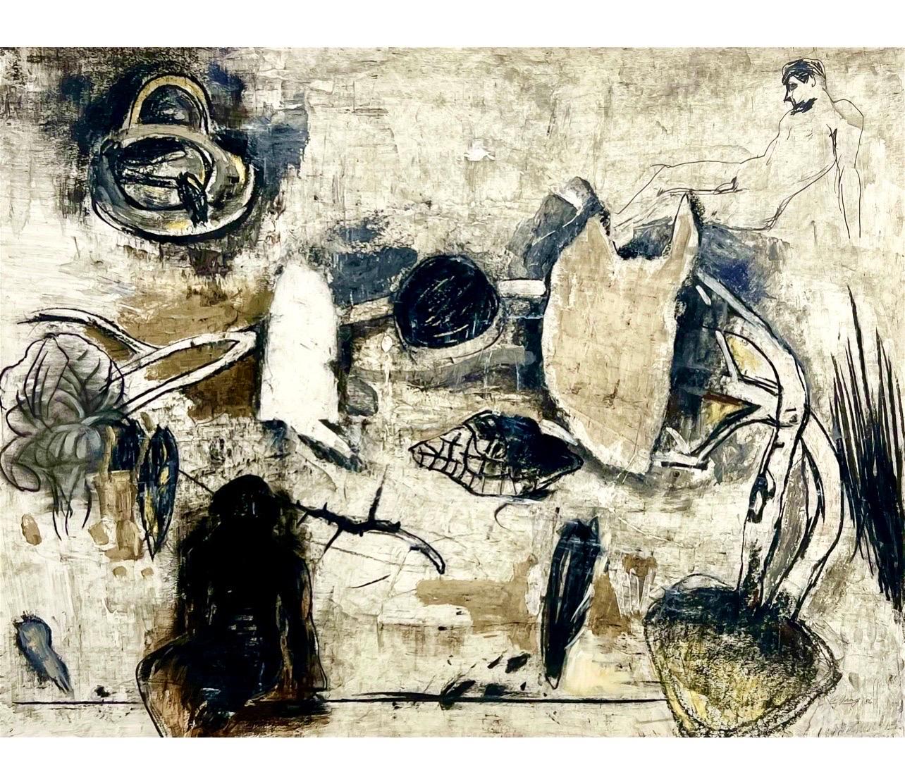Large Abstract Expressionist Taiwanese Painting Chihung Yang Chinese Art