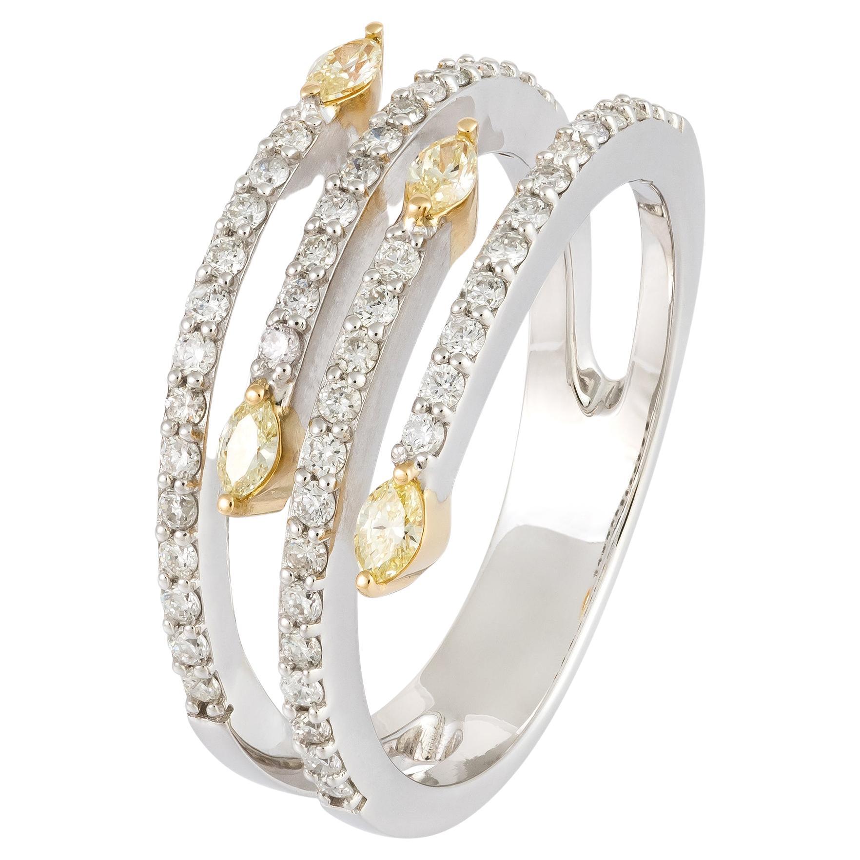 Chik Weiß Gelb 18K Gold Weiß Gelb Diamant Ring für Sie