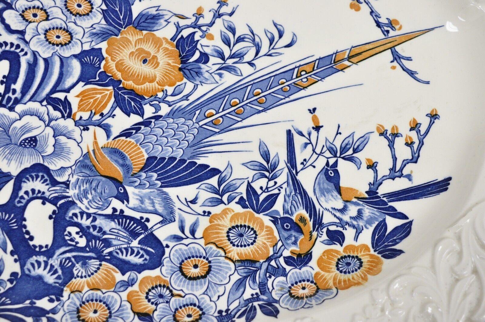 Chikusa Yokkaichi Japan Blue White Ceramic Chinese Bird Platter Dish Plate 1